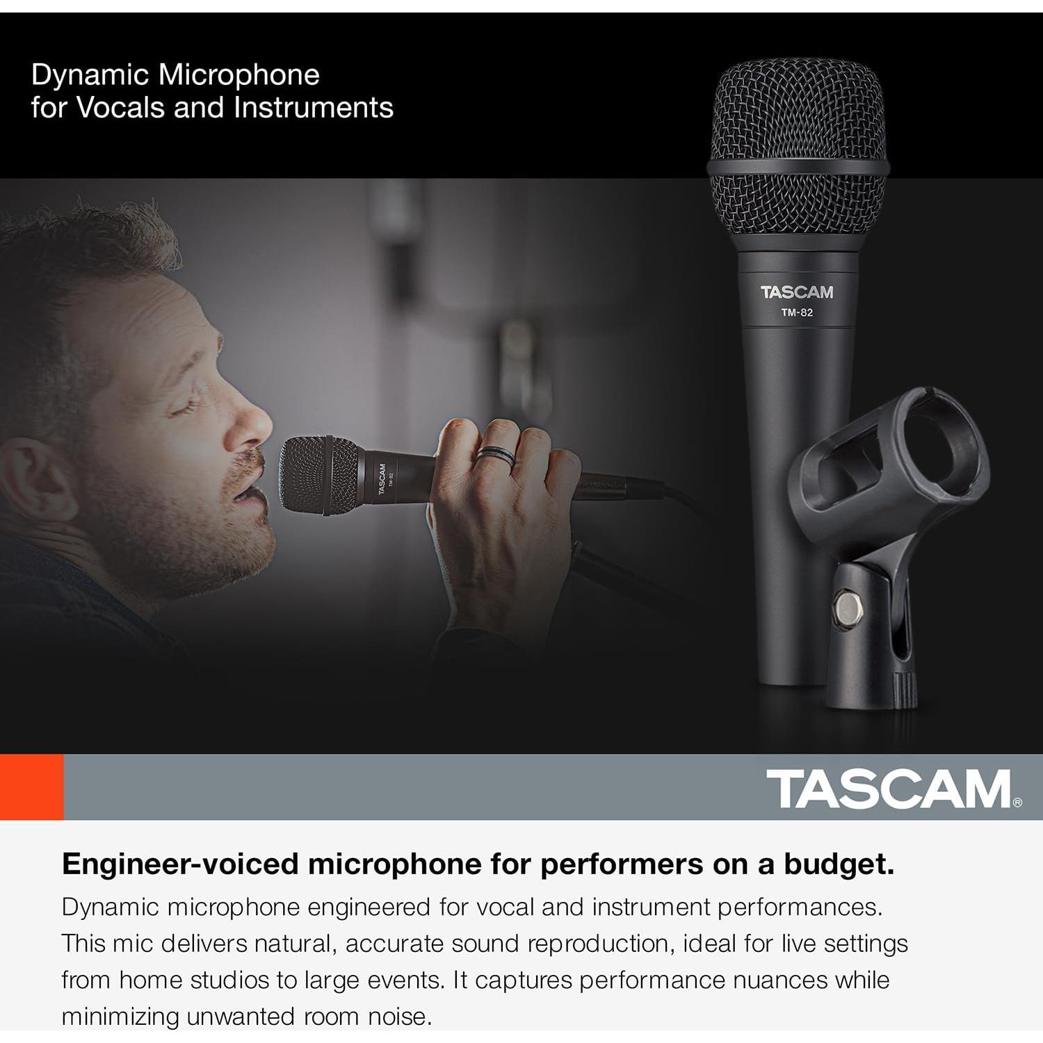 Micrófono Dinámico TASCAM TM-82 Cardioide para Voces