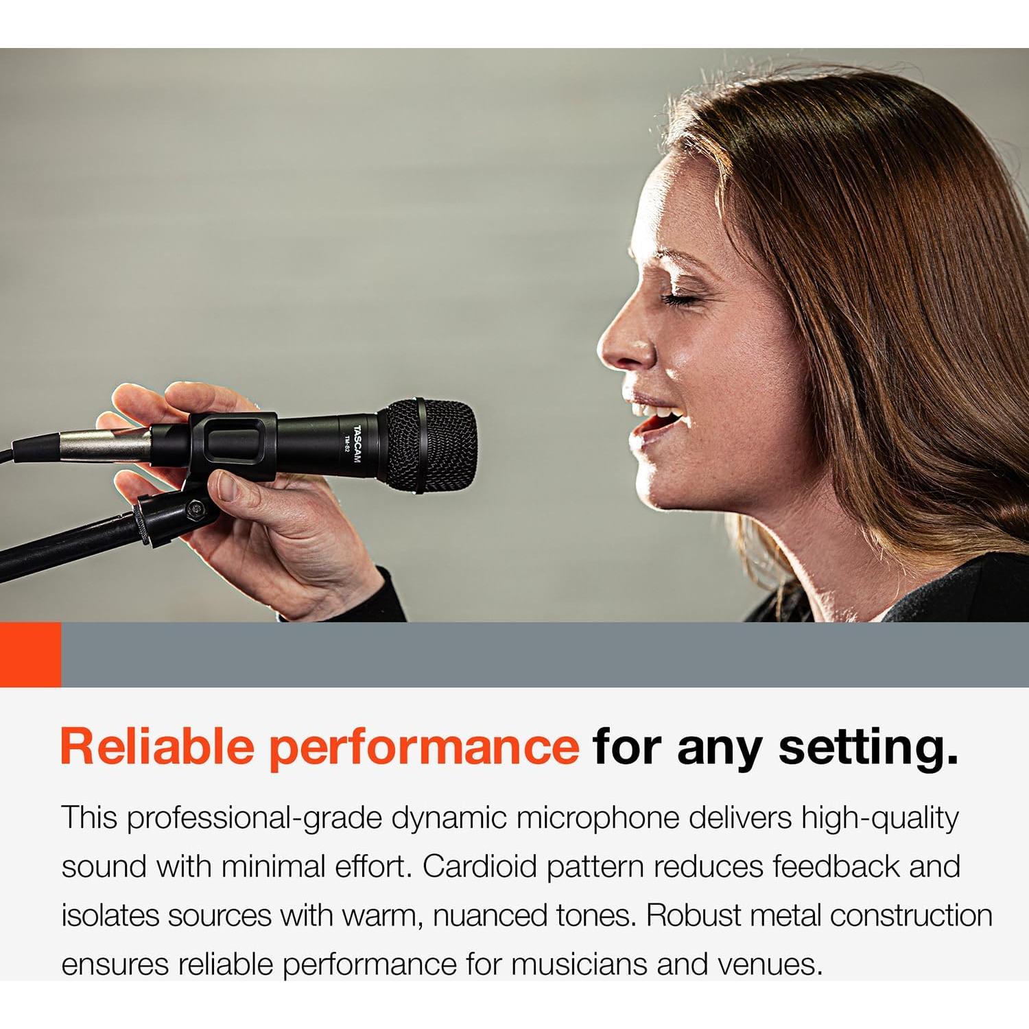 Micrófono Dinámico TASCAM TM-82 Cardioide para Voces