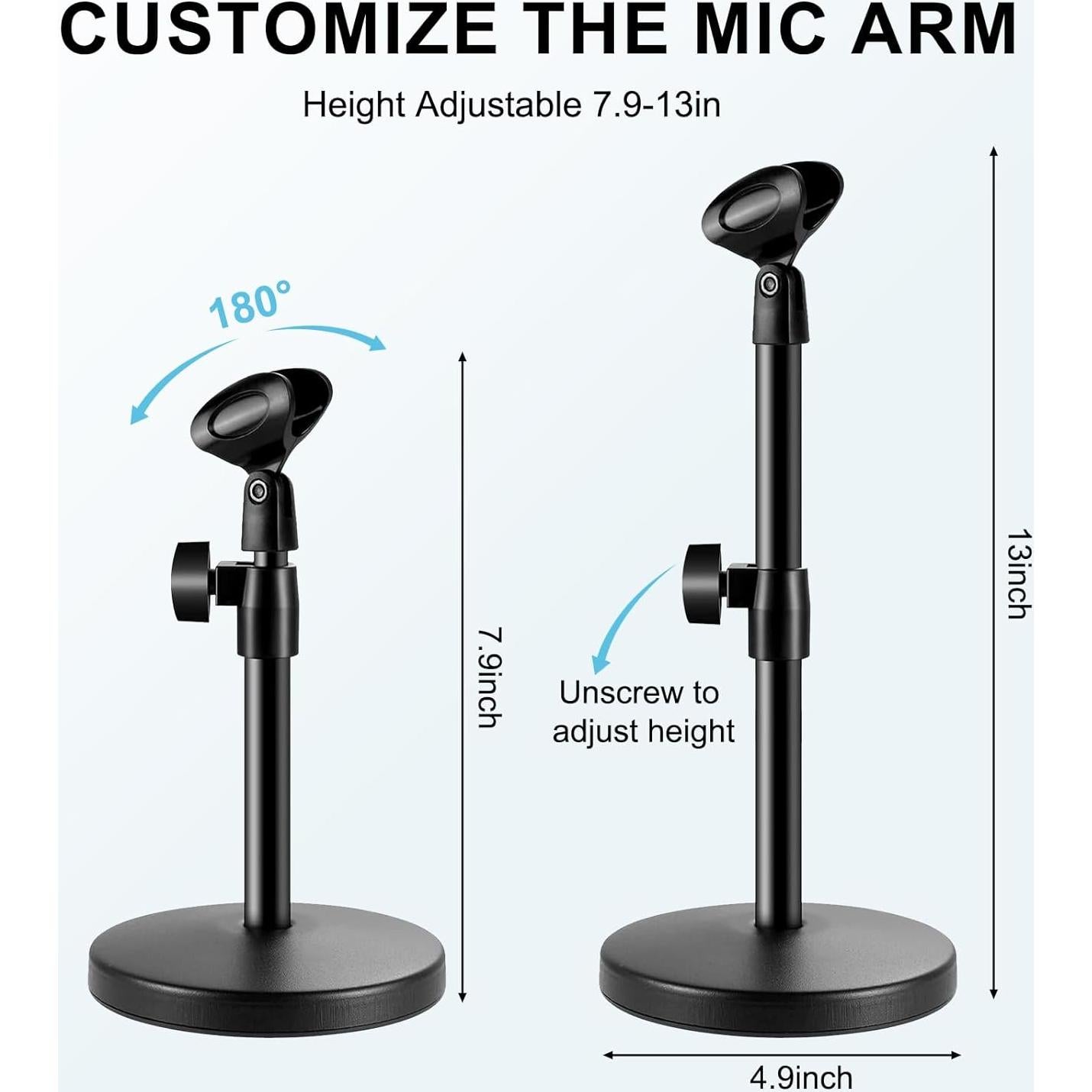 Soporte de Micrófono Ajustable Metalico 2 en 1 con Clip para Celular
