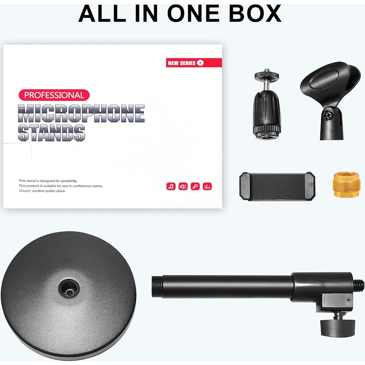 Soporte de Micrófono Ajustable Metalico 2 en 1 con Clip para Celular