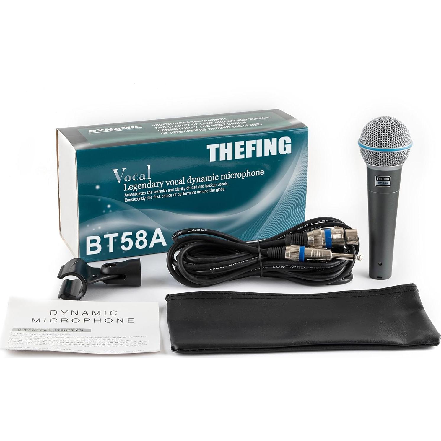 Micrófono Vocal Dinámico Supercardioide THEFING BT 58A con Cable XLR 4.88m