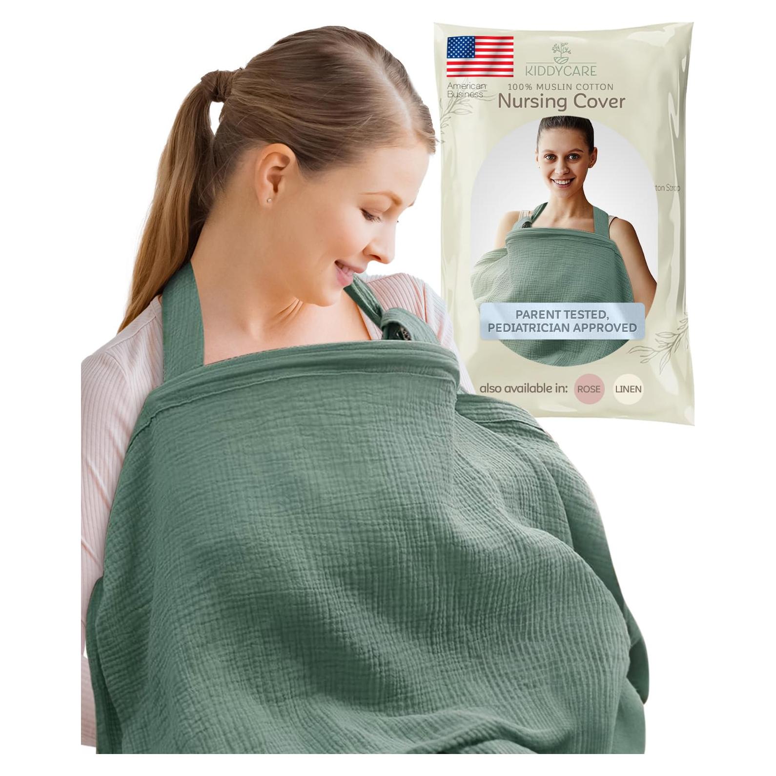 Cubierta de Lactancia Kiddycare Algodón Muselina Verde