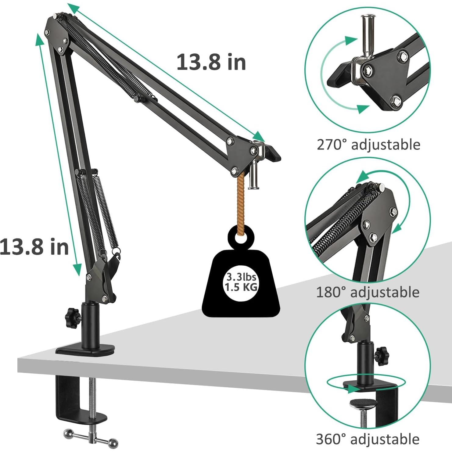 Soporte de Micrófono AT2020 Ajustable con Montura de Choque
