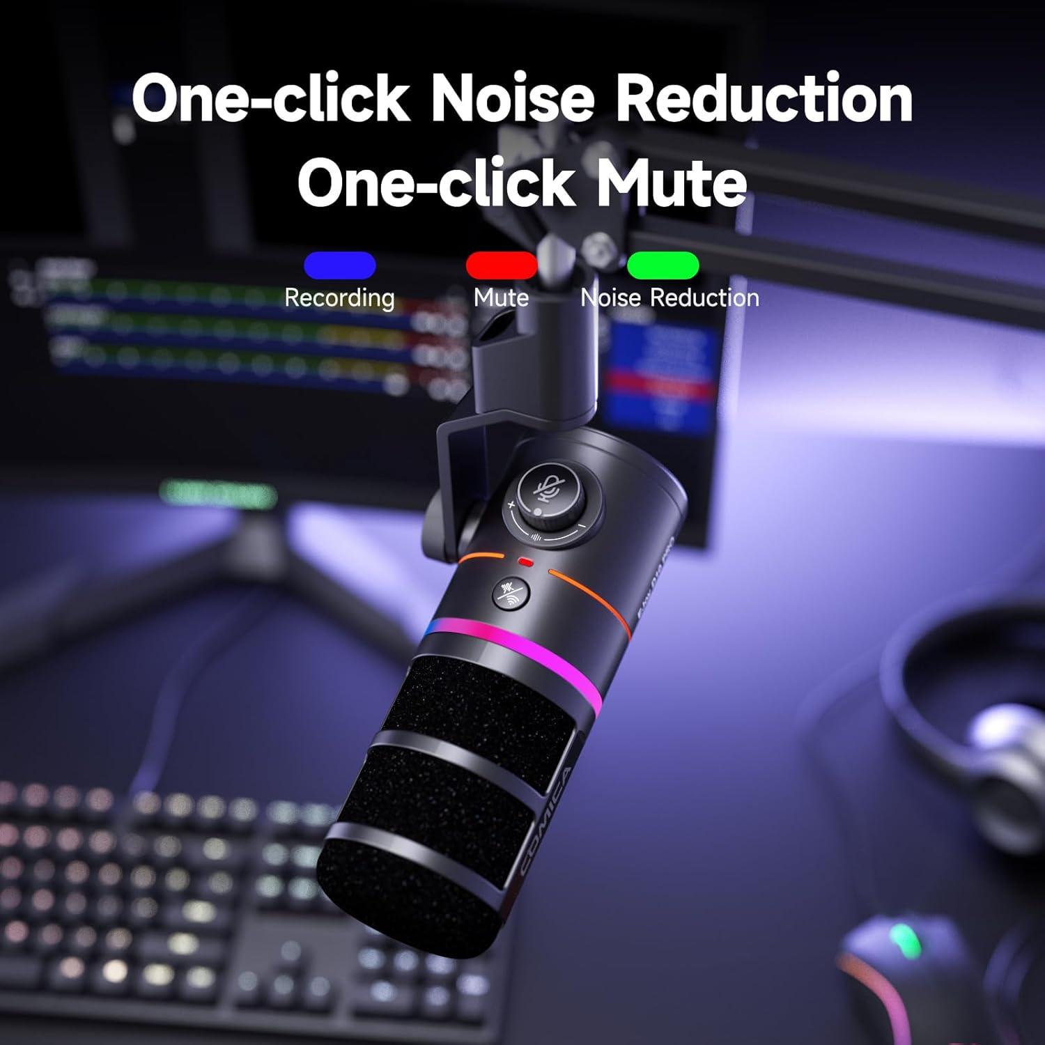 Micrófono Dinámico Comica D10 XLR/USB-C con RGB y Soporte