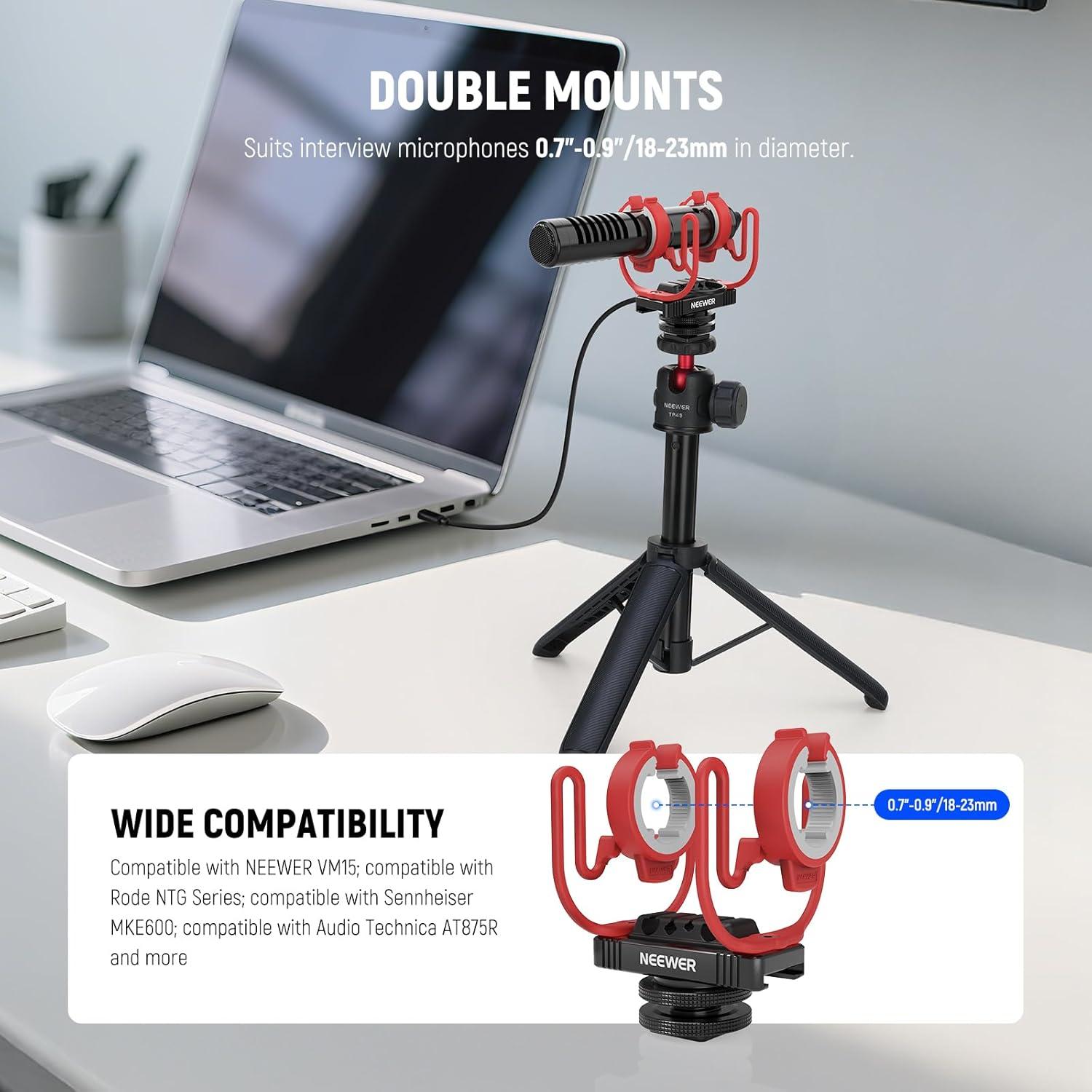 Soporte de Micrófono NEEWER MH1 con Zapata Fría y Rosca 1/4"