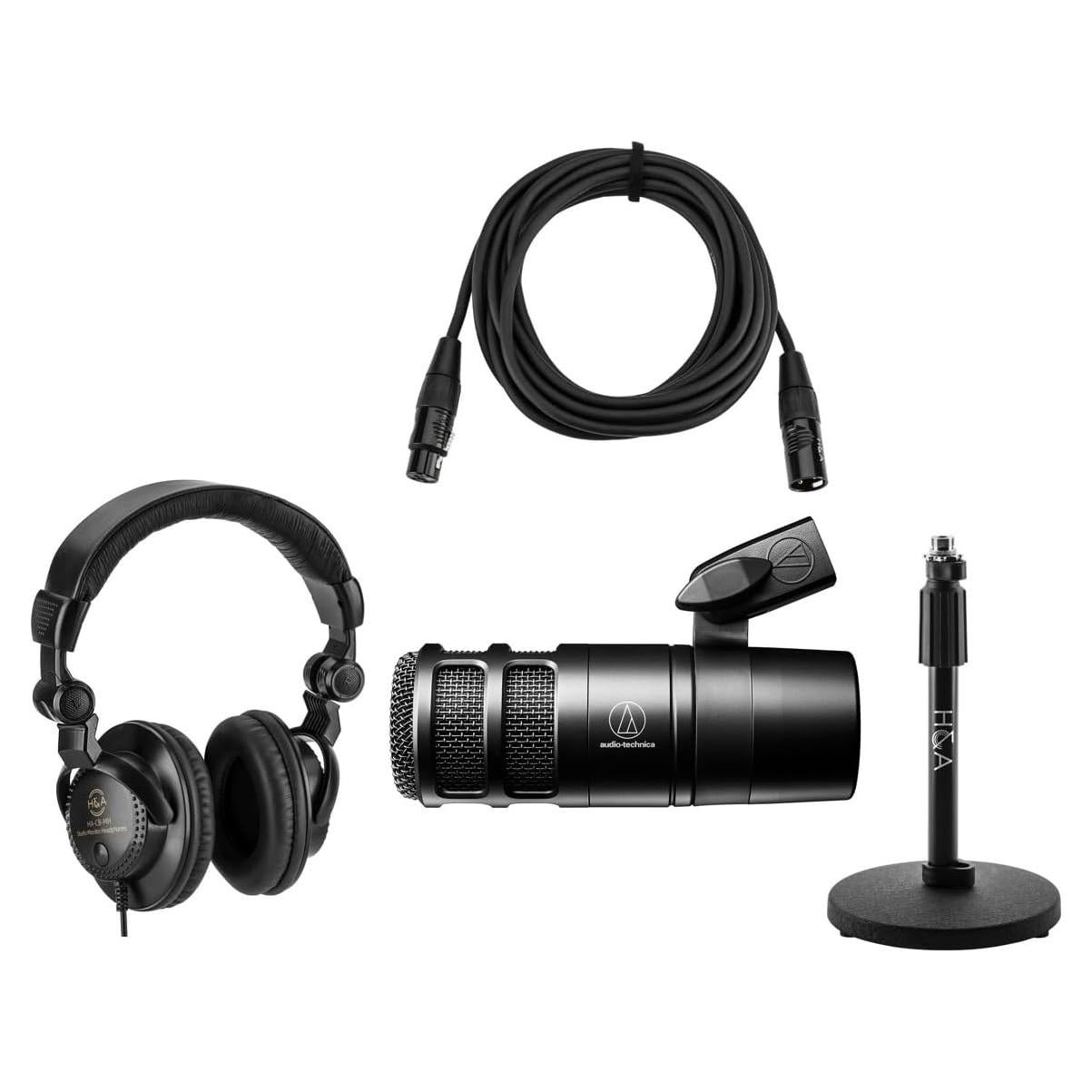 Micrófono Dinámico Audio-Technica AT2040 Hipercardioide con Soporte y Auriculares