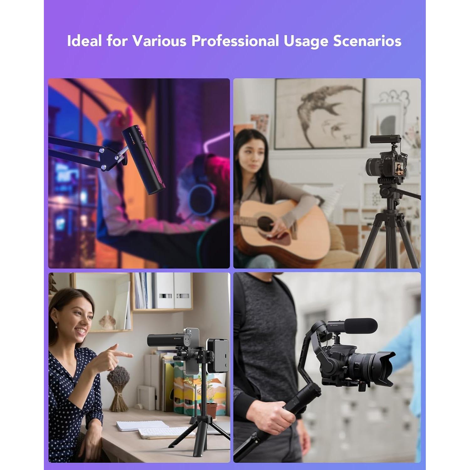 Micrófono USB NUROUM AM10B, 15h Batería, 3 Patrones, Cancelación Ruido