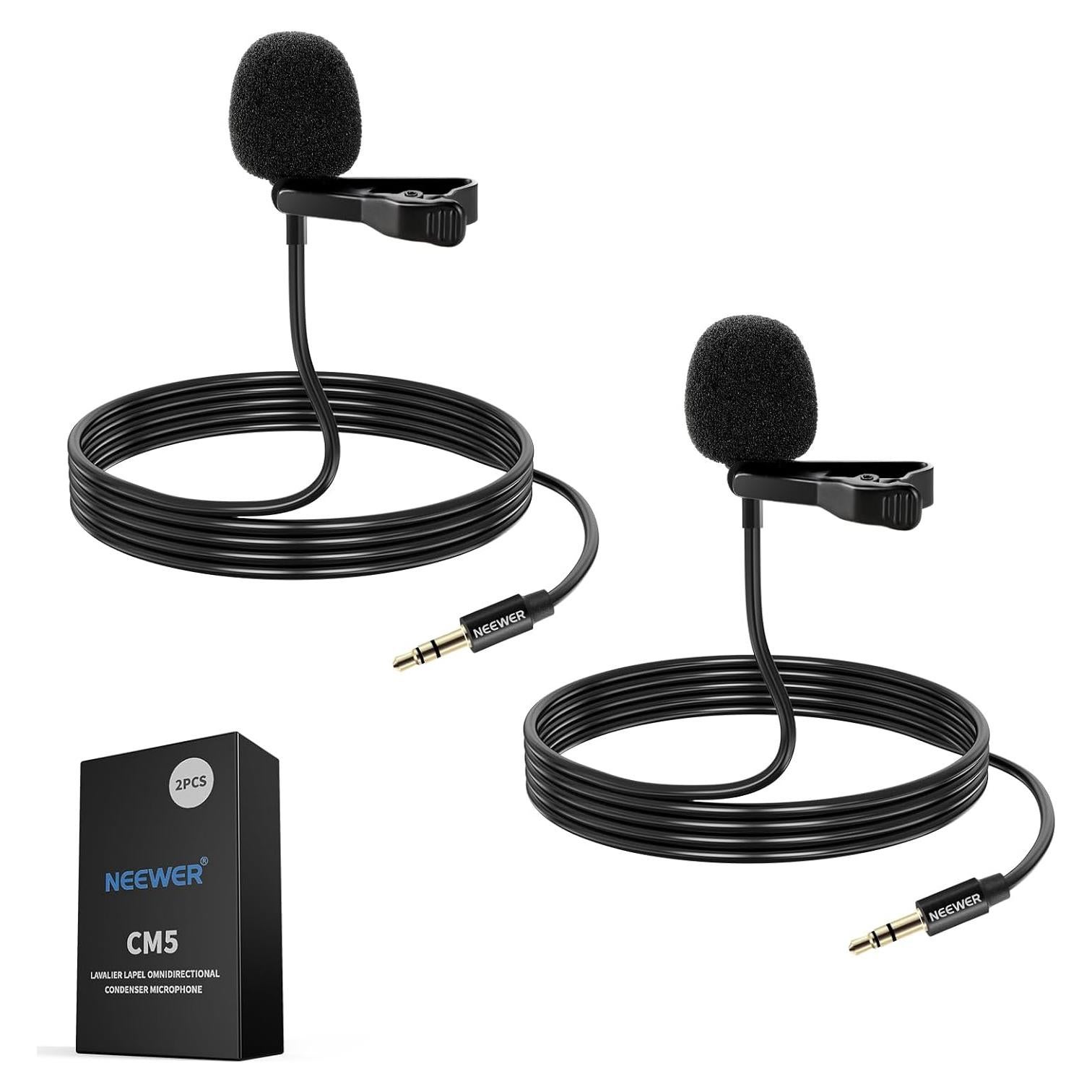 Micrófono Lavalier NEEWER CM5 2 Pack TRS 3.5mm Omnidireccional