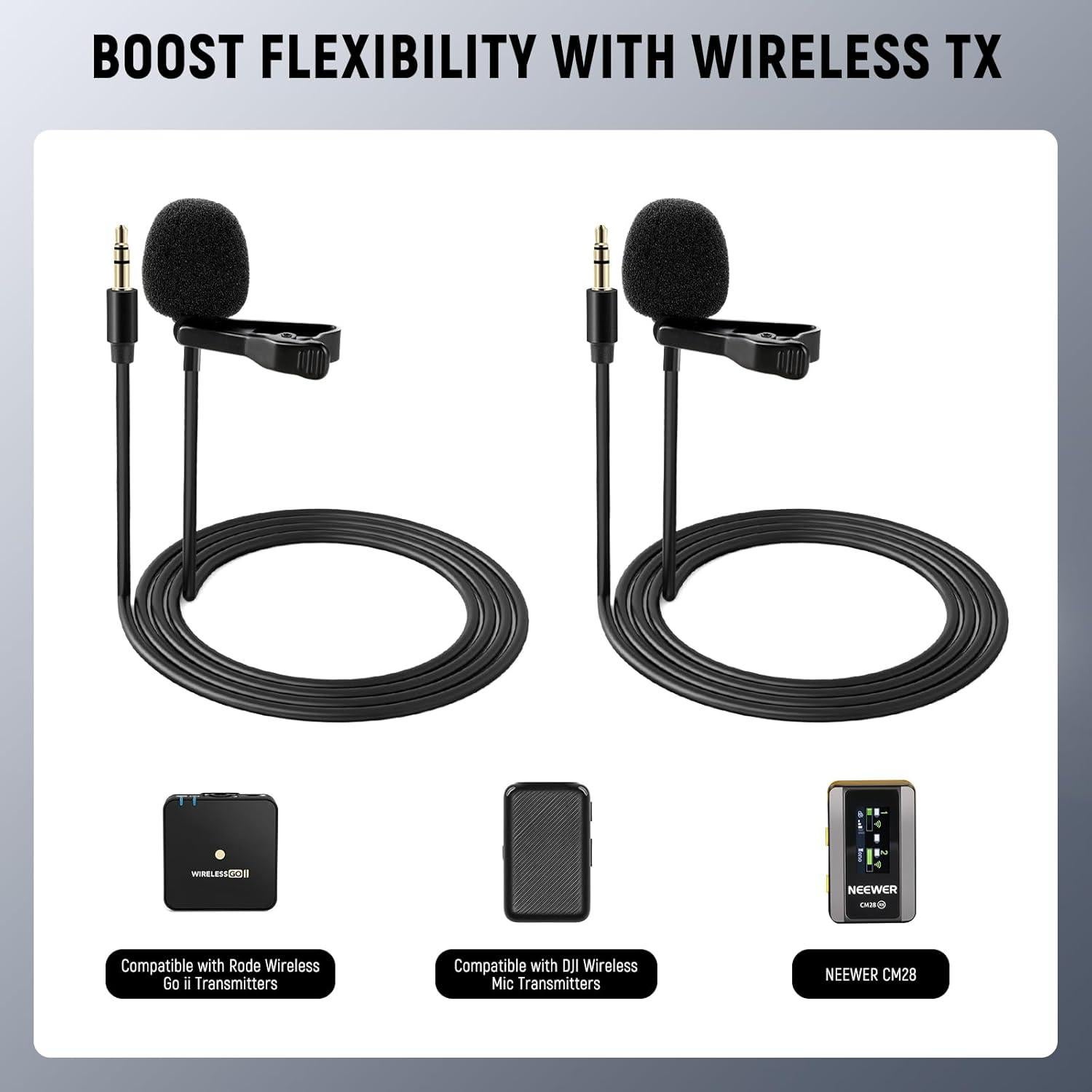 Micrófono Lavalier NEEWER CM5 2 Pack TRS 3.5mm Omnidireccional