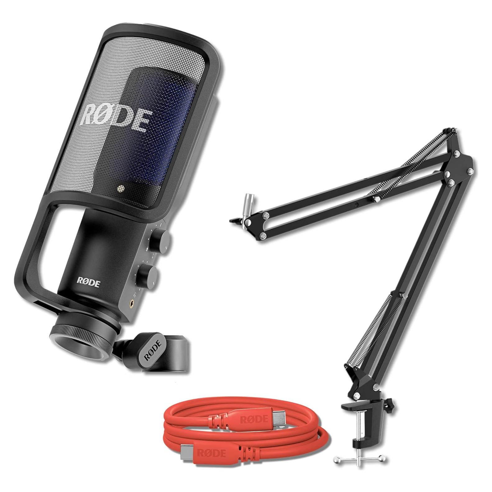 Micrófono USB Rode NT-USB+ con Brazo Ajustable y Filtro Anti-Pop
