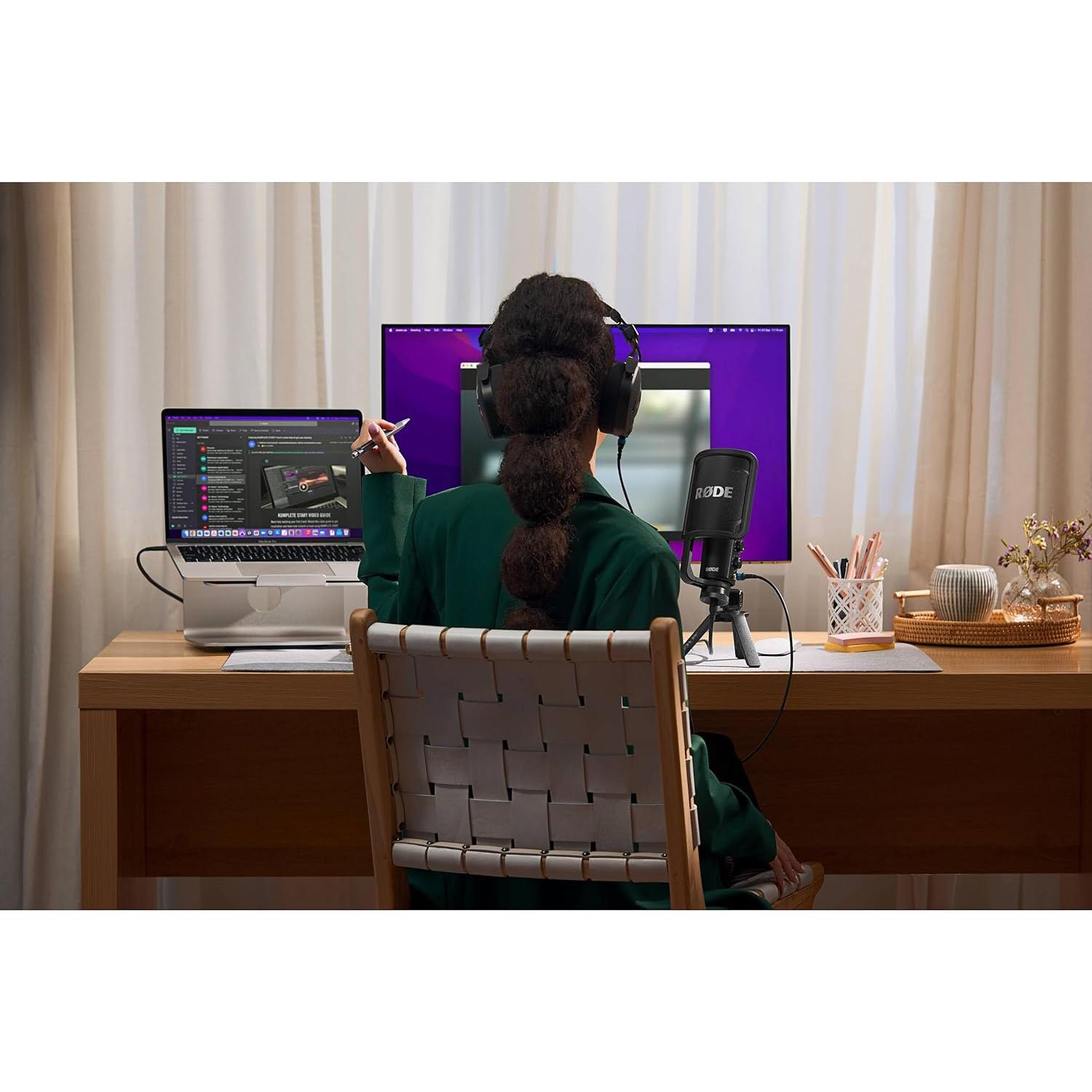 Micrófono USB Rode NT-USB+ con Brazo Ajustable y Filtro Anti-Pop