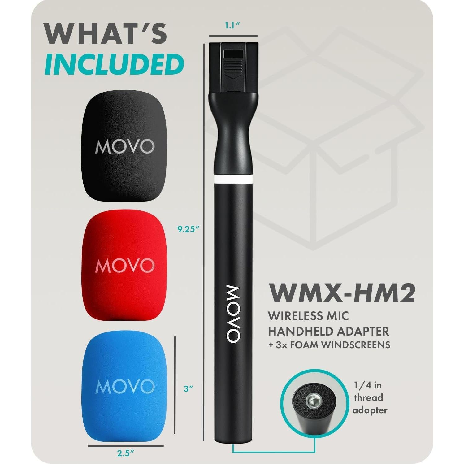 Mango de Micrófono Inalámbrico Movo WMX-HM2 para DJI Mic y Rode GO II