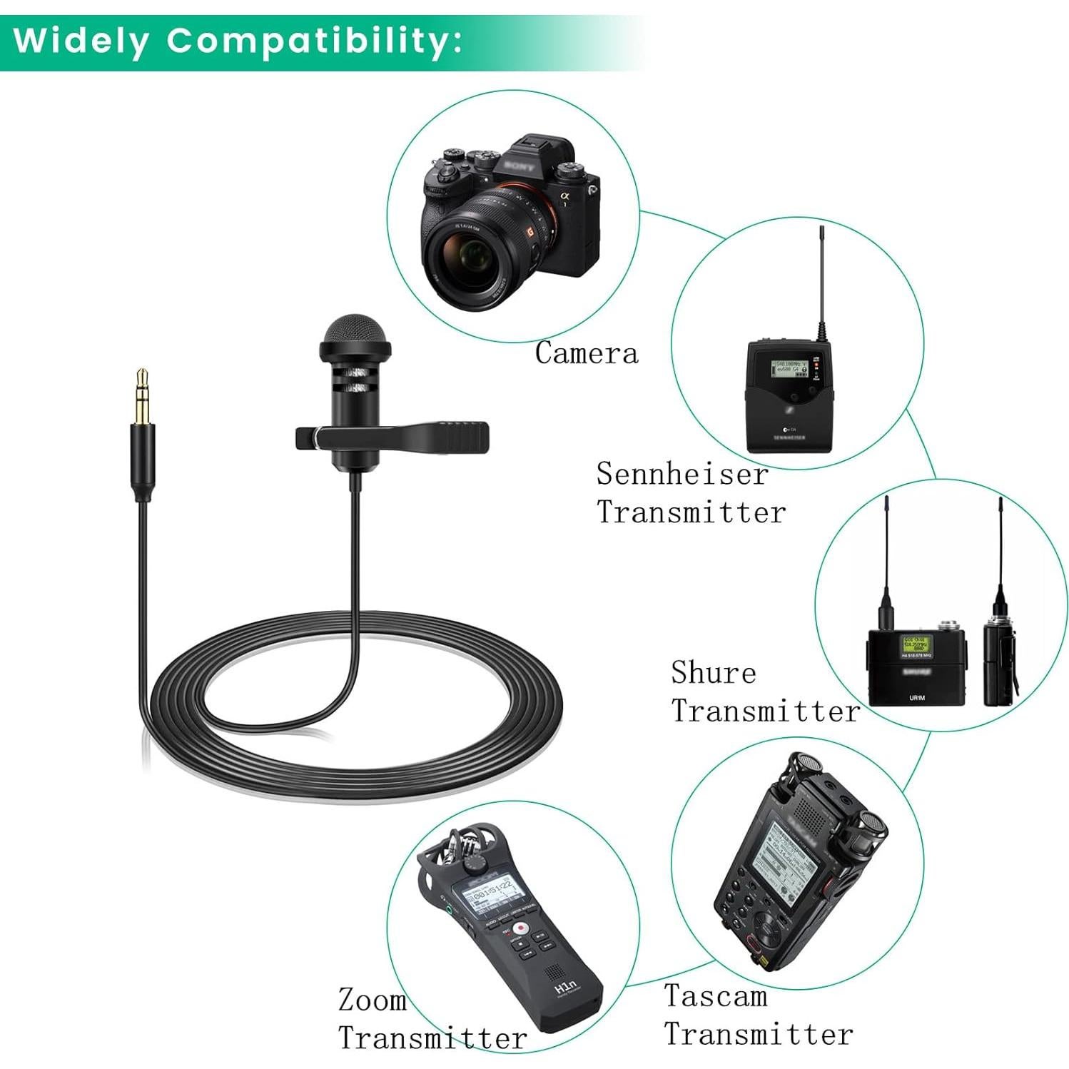 Micrófono Lavalier Omnidireccional Weishan 1.5m para Rode y DJI