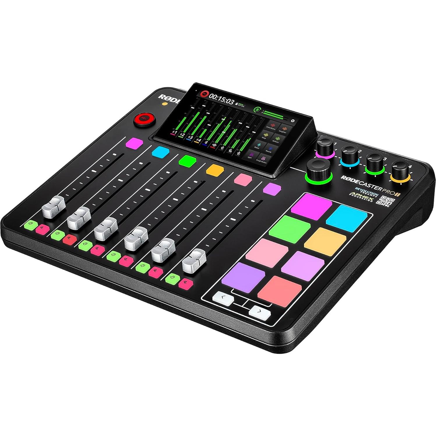 RODE RODECaster Pro II + 4 Auriculares + 4 Micrófonos + 64GB SD