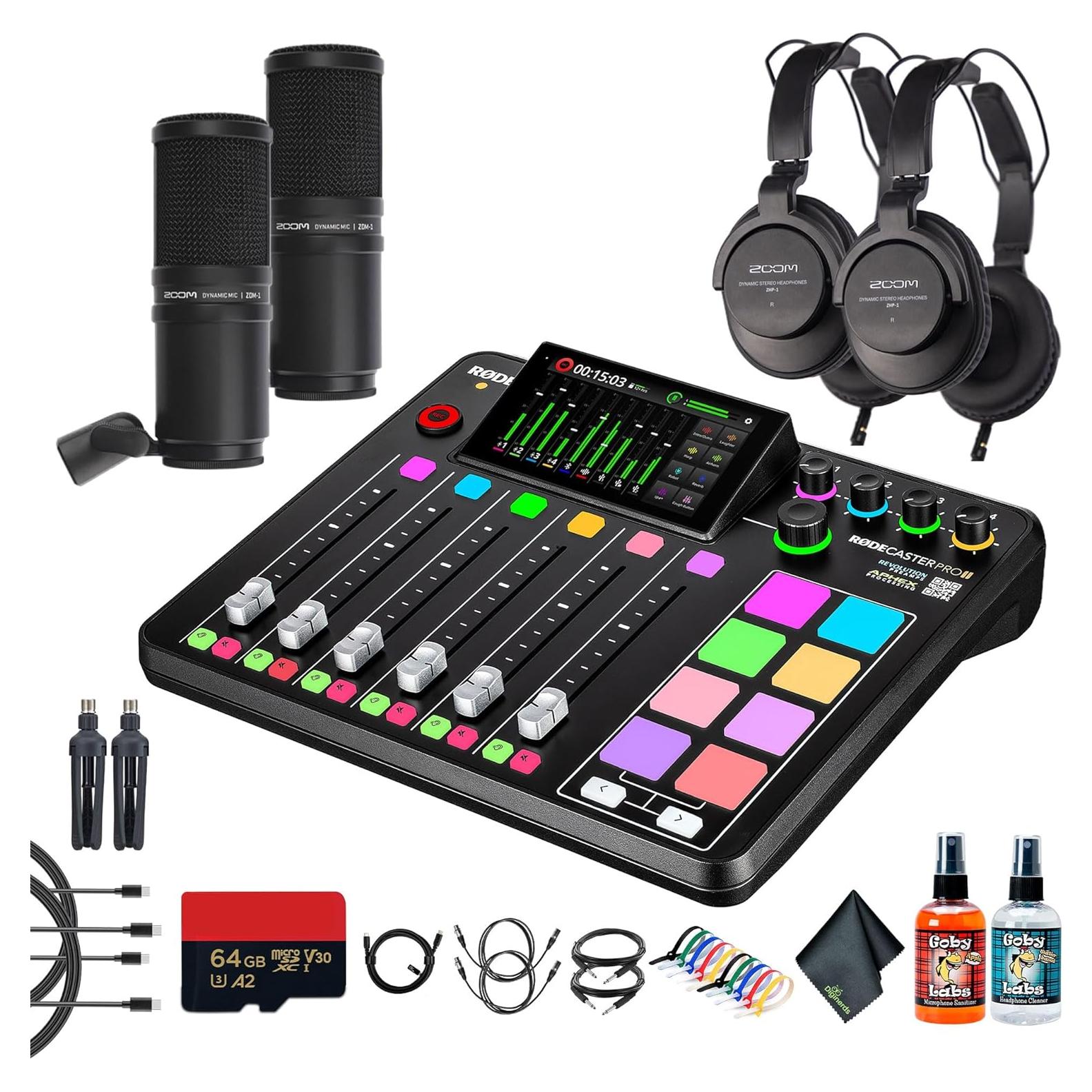 RODE RODECaster Pro II + 2 Auriculares + 2 Micrófonos + 64GB SD