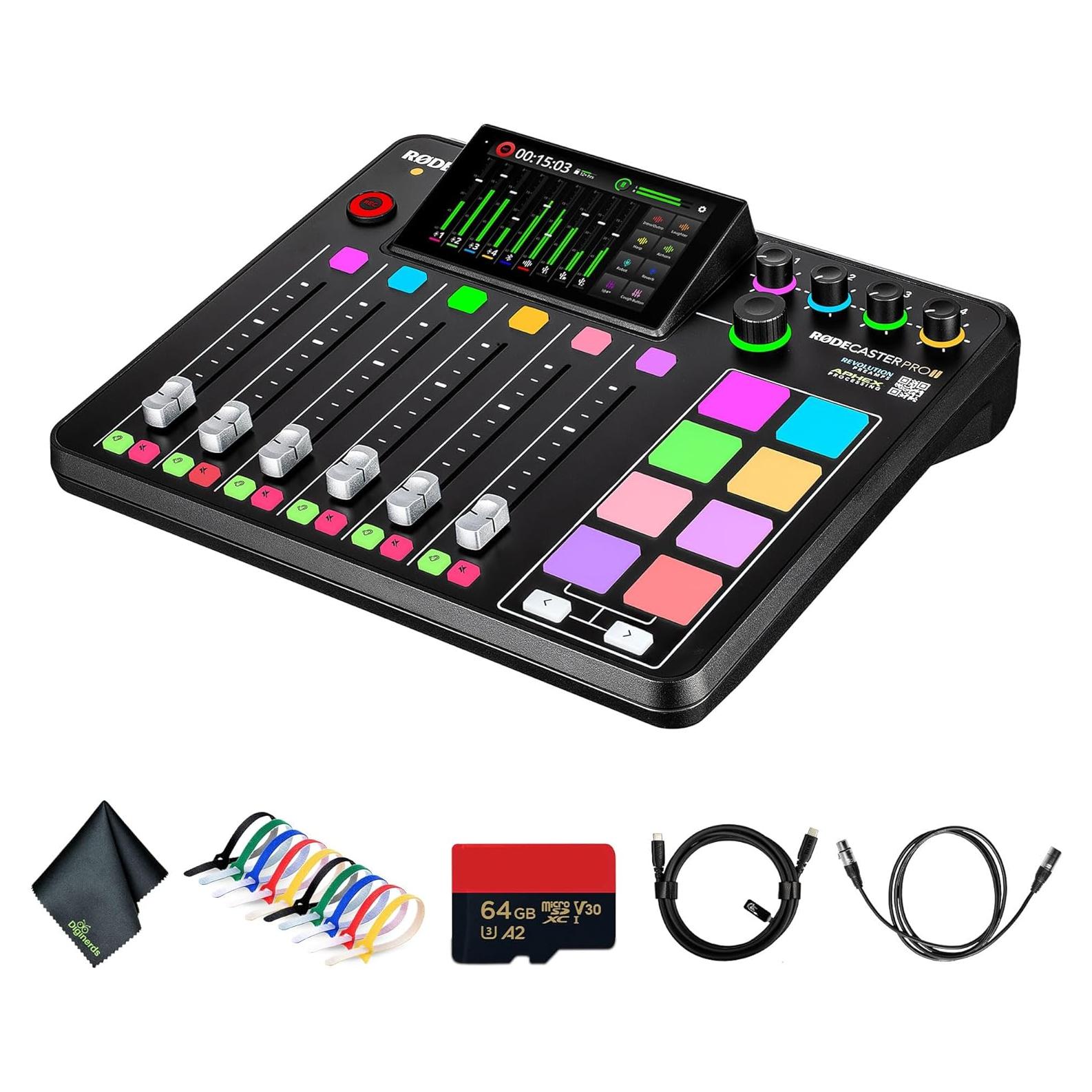 Consola de Audio RODE RODECaster Pro II + Micro SD 64GB + XLR 3m
