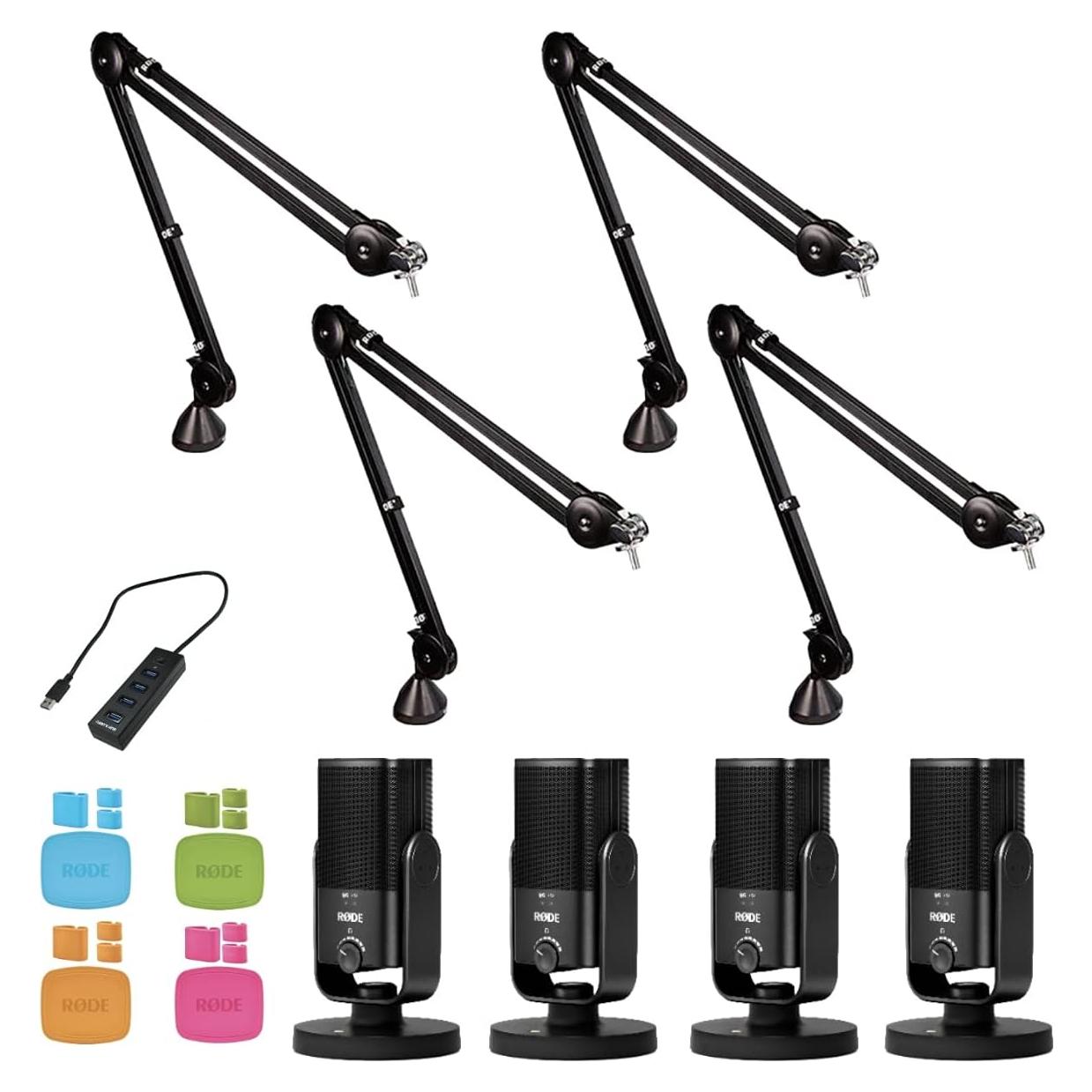 Paquete de Podcast y Streaming StreamEye con 4 Micrófonos NT-USB Mini