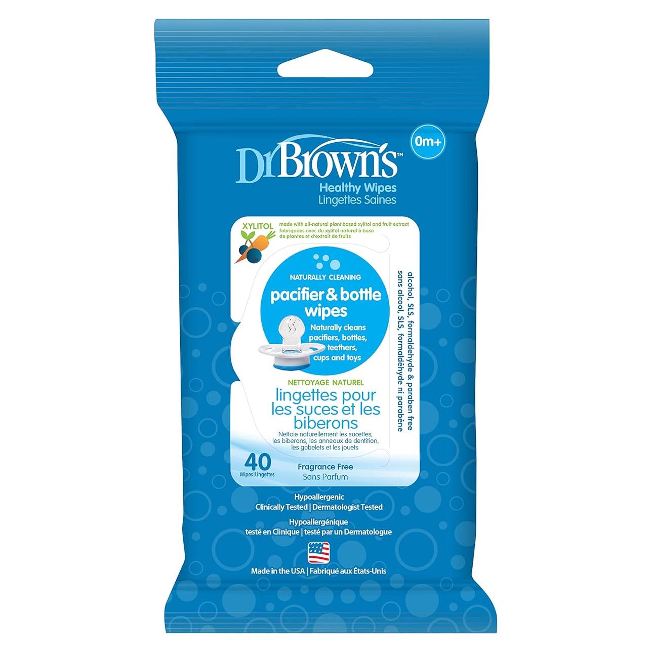 Toallitas Hipoalergénicas Dr. Brown para Biberones y Chupetes - 40 Unidades