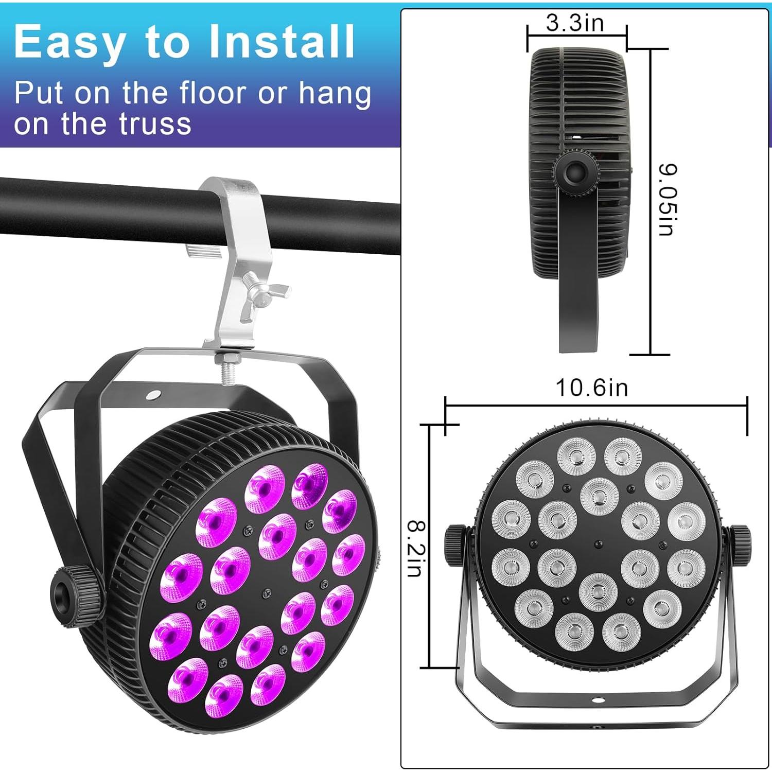 Par Light OPPSK 180W 18LED RGBWAUV Luz DMX para Eventos