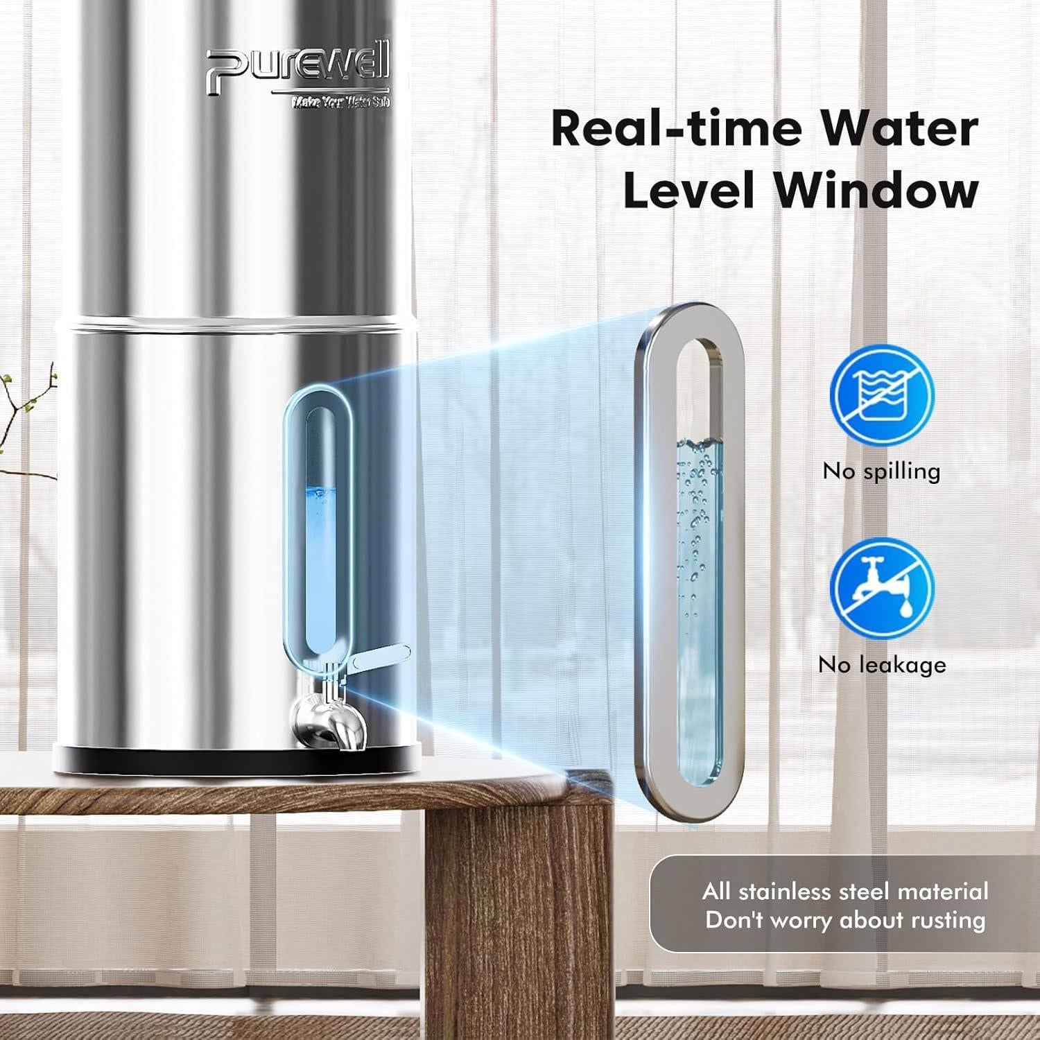 Filtro de Agua Purewell 1.5G Acero Inoxidable 8 Etapas