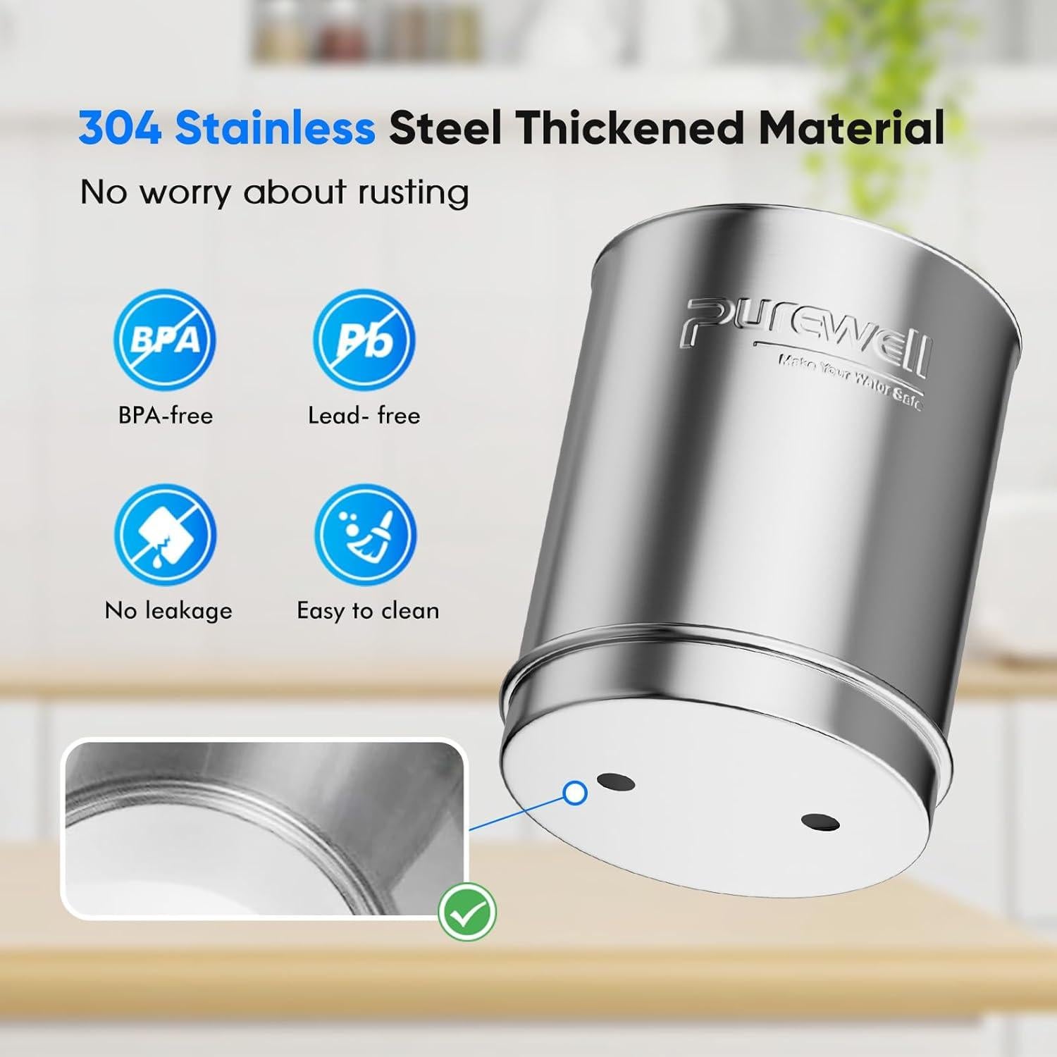 Filtro de Agua Purewell 1.5G Acero Inoxidable 8 Etapas