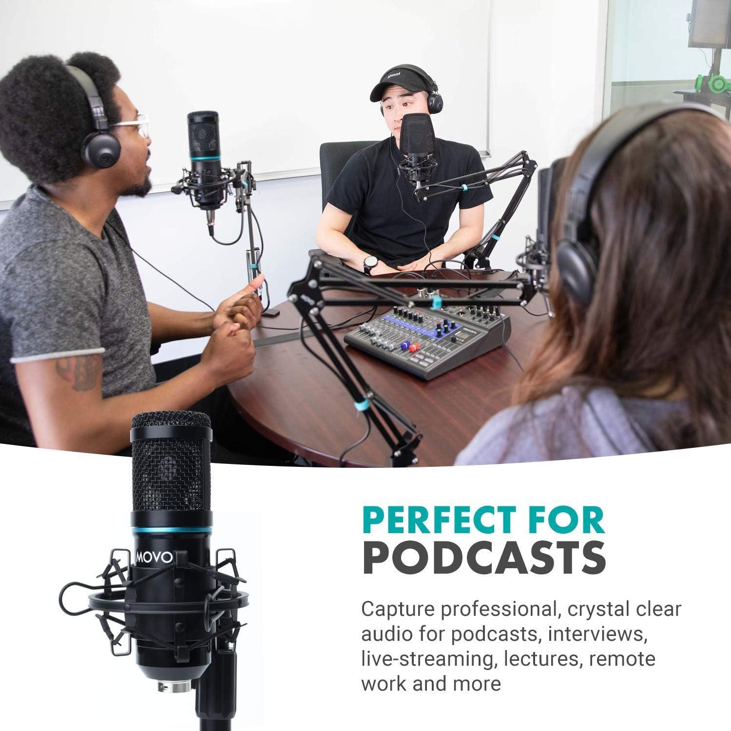 Micrófono Condensador Cardioide Movo PC-M6 con Soporte y Filtro