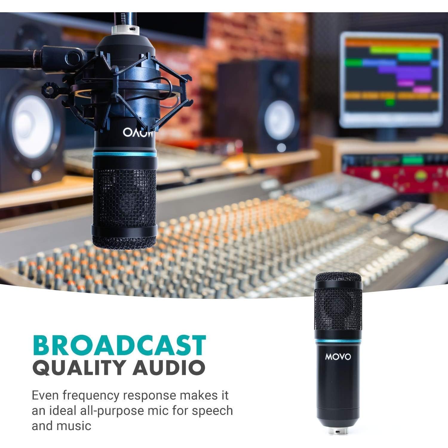 Micrófono Condensador Cardioide Movo PC-M6 con Soporte y Filtro