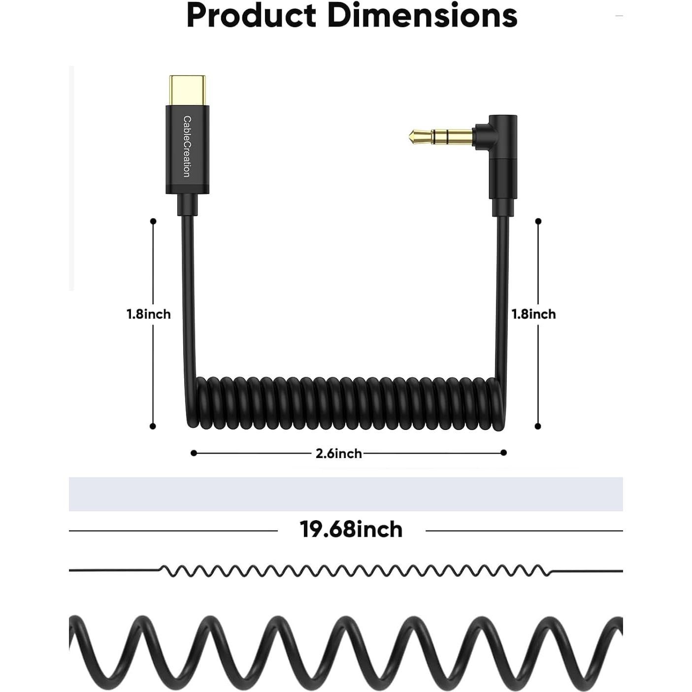 Cable de Micrófono 3.5mm a USB-C CableCreation 0.20-0.48m