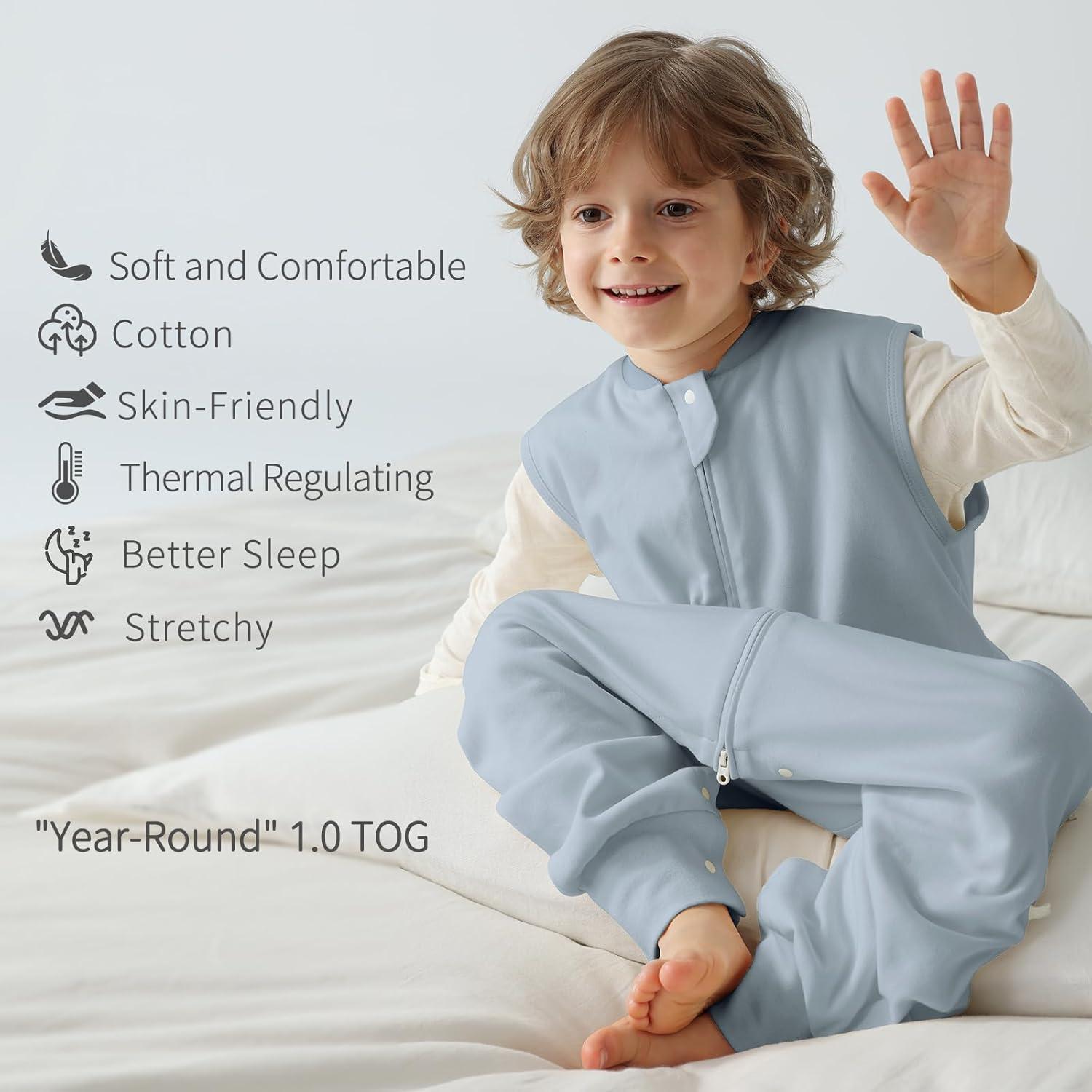 Saco de dormir para bebés 1.0 tog algodón gris azulado