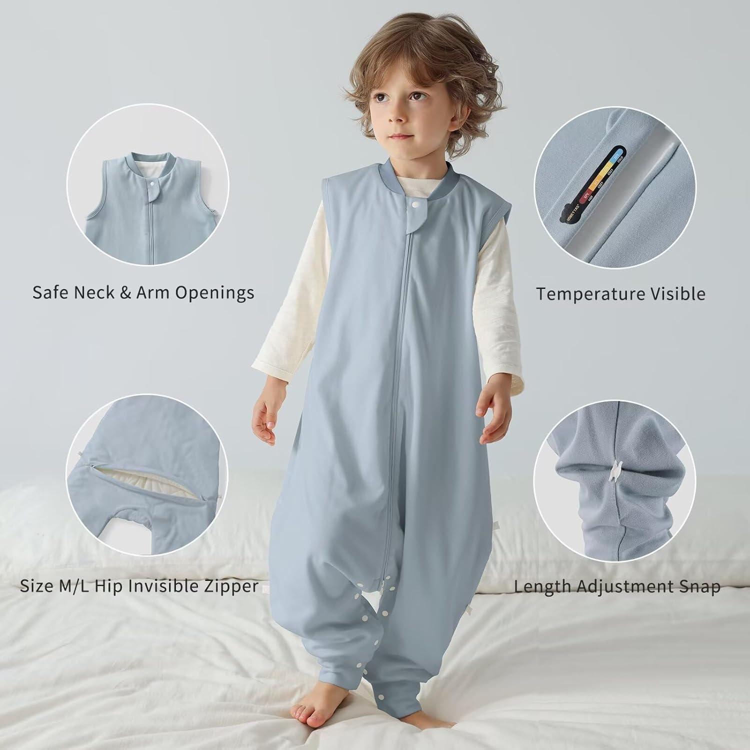 Saco de dormir para bebés 1.0 tog algodón gris azulado