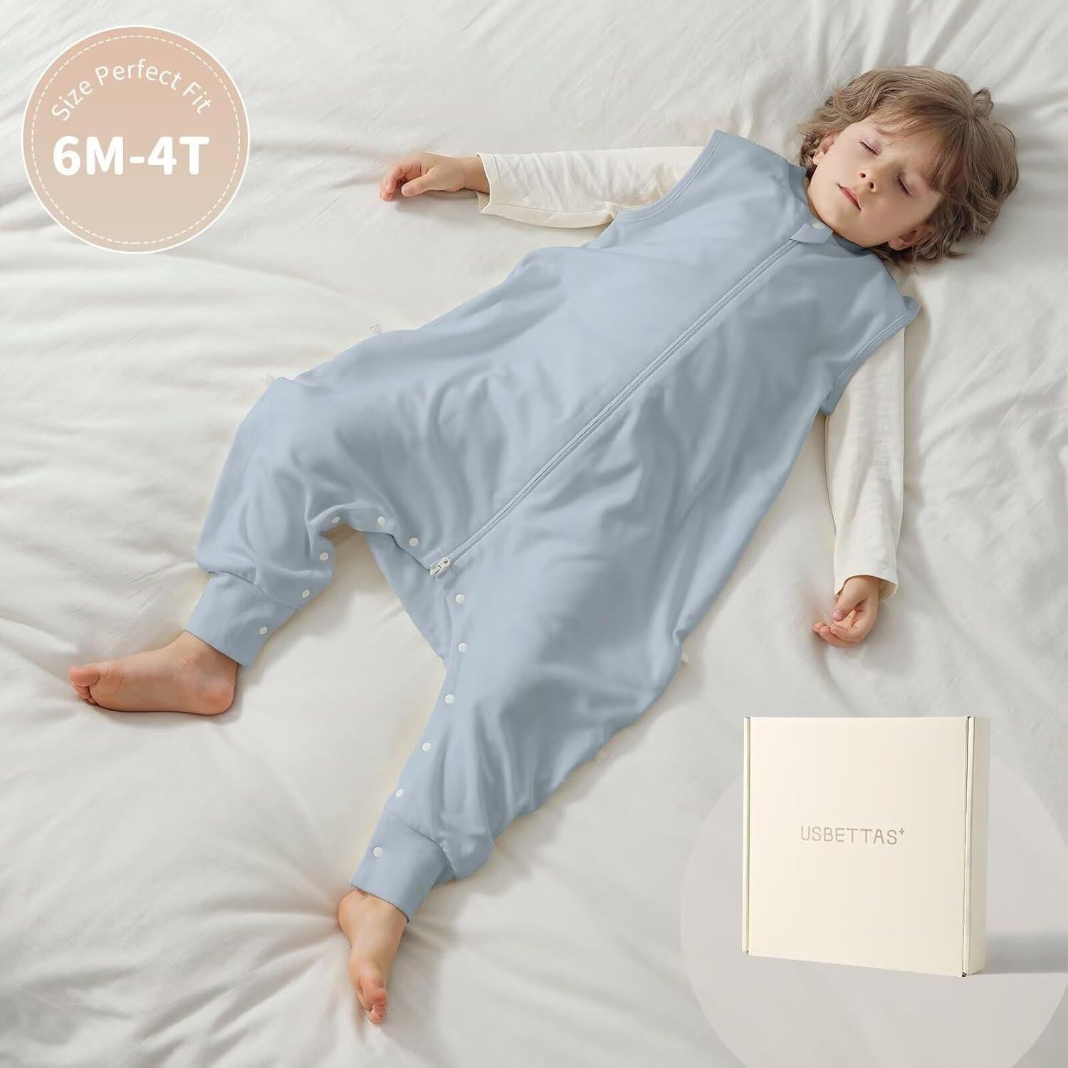 Saco de dormir para bebés 1.0 tog algodón gris azulado