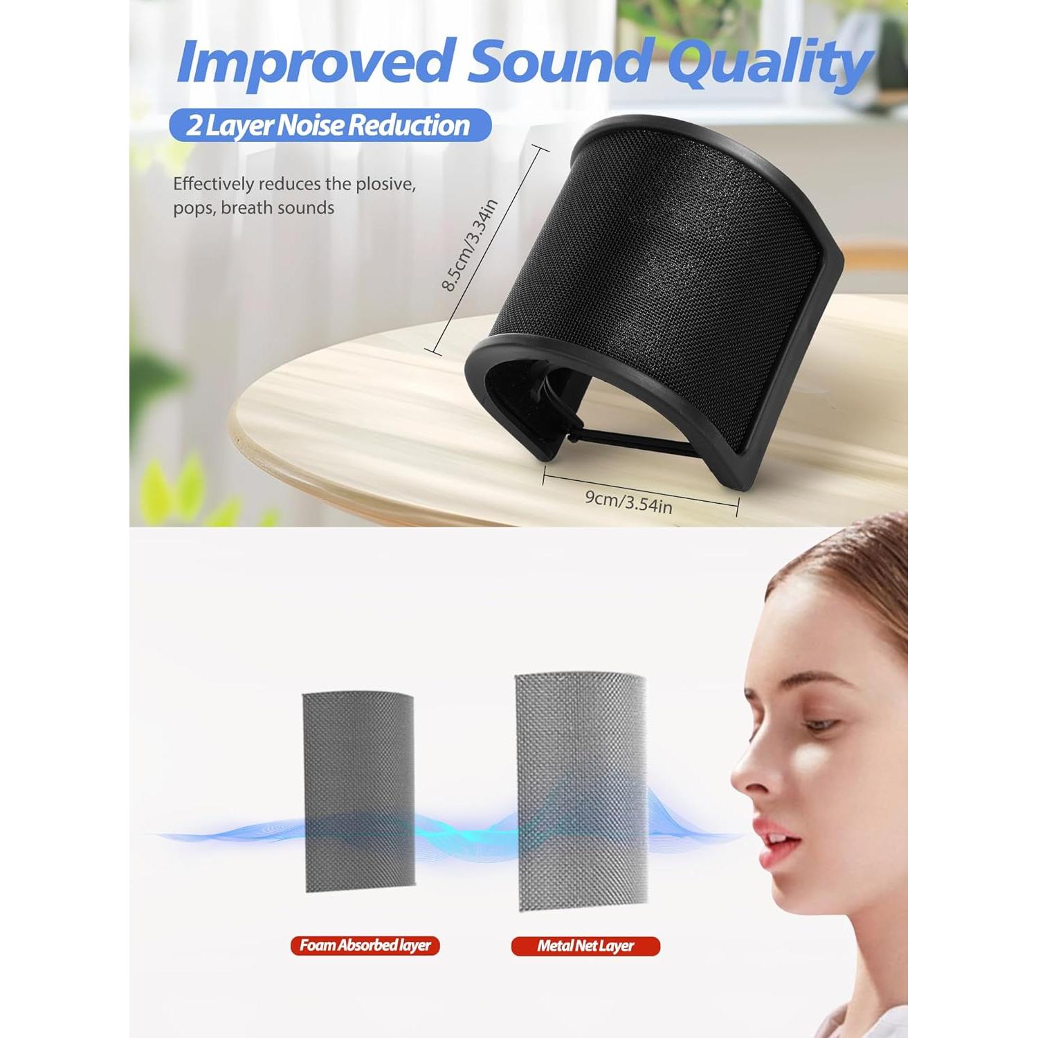 Filtro Pop SUNMON para Micrófono HyperX QuadCast2 - Negro