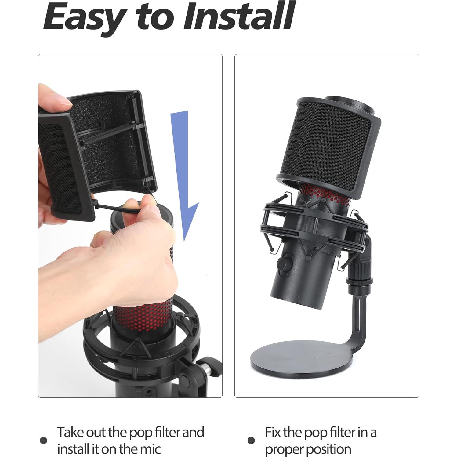 Filtro Pop SUNMON para Micrófono HyperX QuadCast2 - Negro