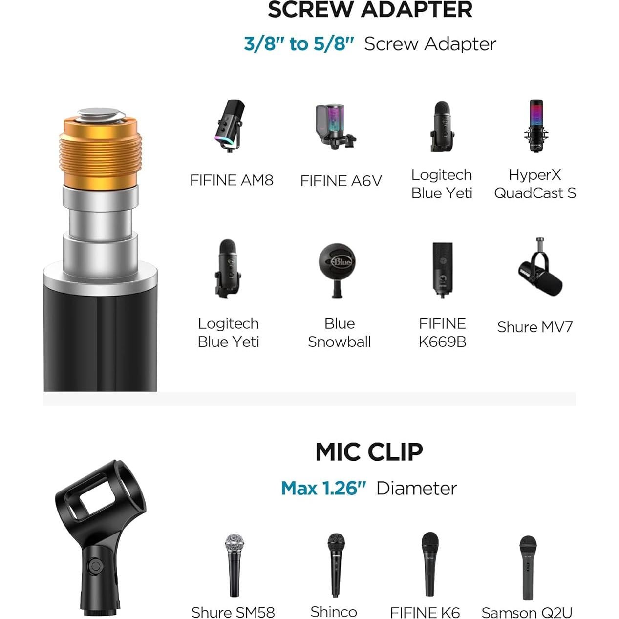 Soporte de Micrófono Telescópico InnoGear MS147, Altura 57-173 cm