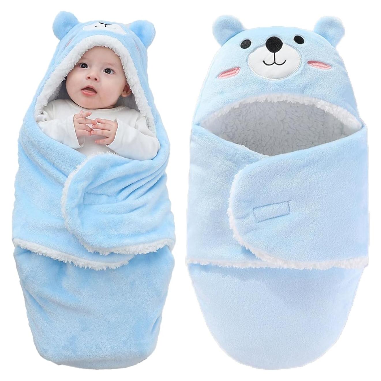 Manta de Envoltura con Capucha Winmany Oso Azul 3-6 Meses