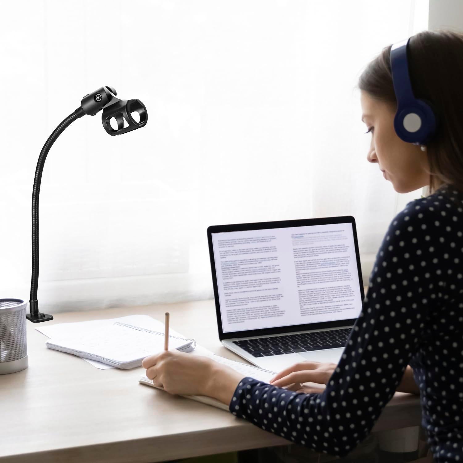 Soporte de Micrófono QWORK Cuello de Cisne 33 cm Ajustable 360°