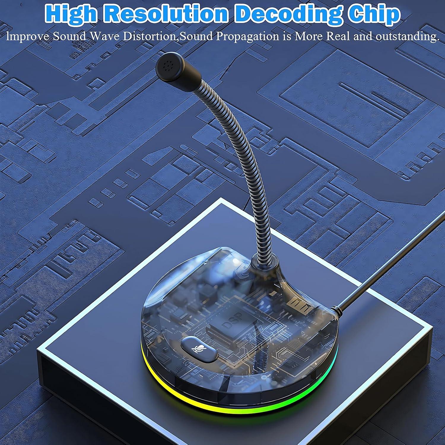 Micrófono USB Blapsuro M8 con Hub 3 Puertos y RGB