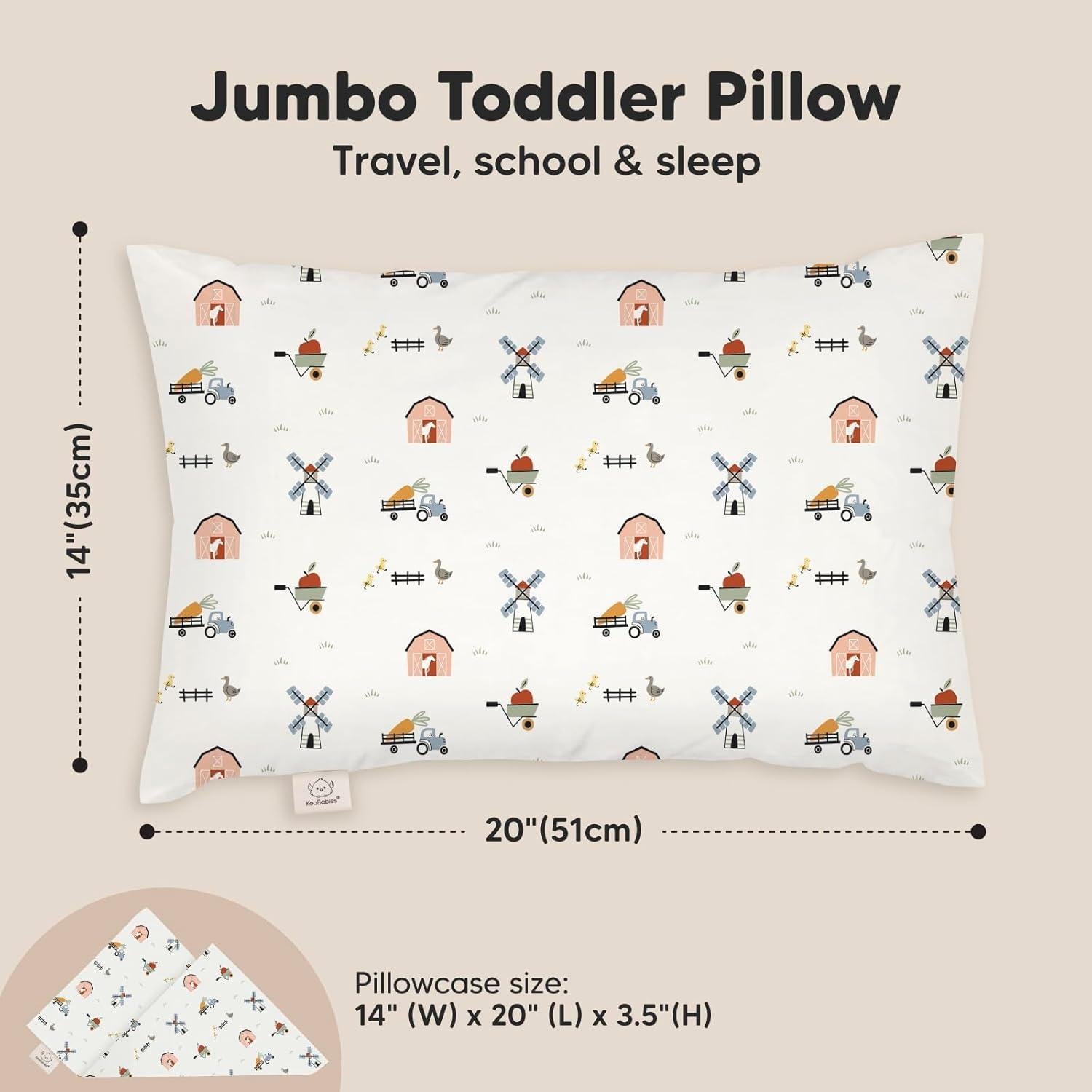 Almohada Jumbo para Niños KeaBabies - Algodón Orgánico 35.5x50.8 cm