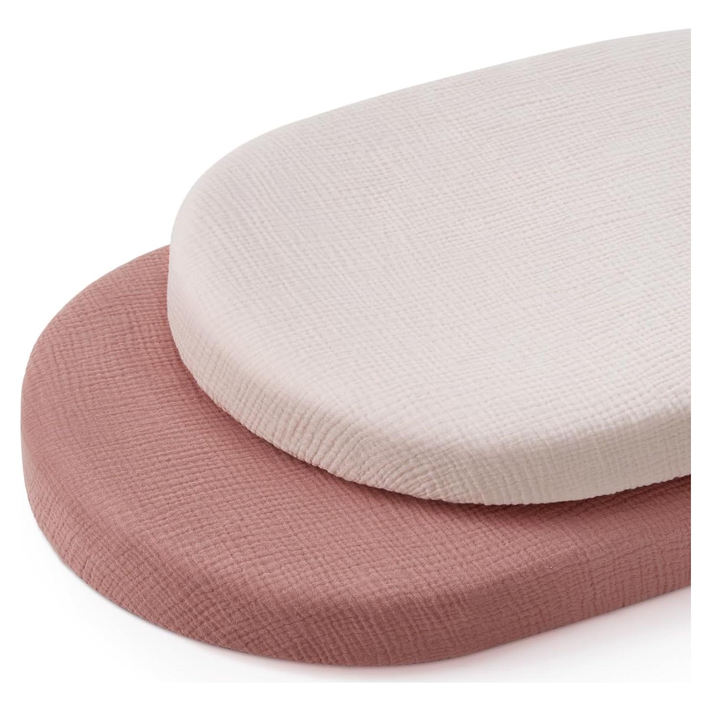 Sábanas de Muselina para Cuna Blissful Diary - 2 Piezas Rosa y Crema