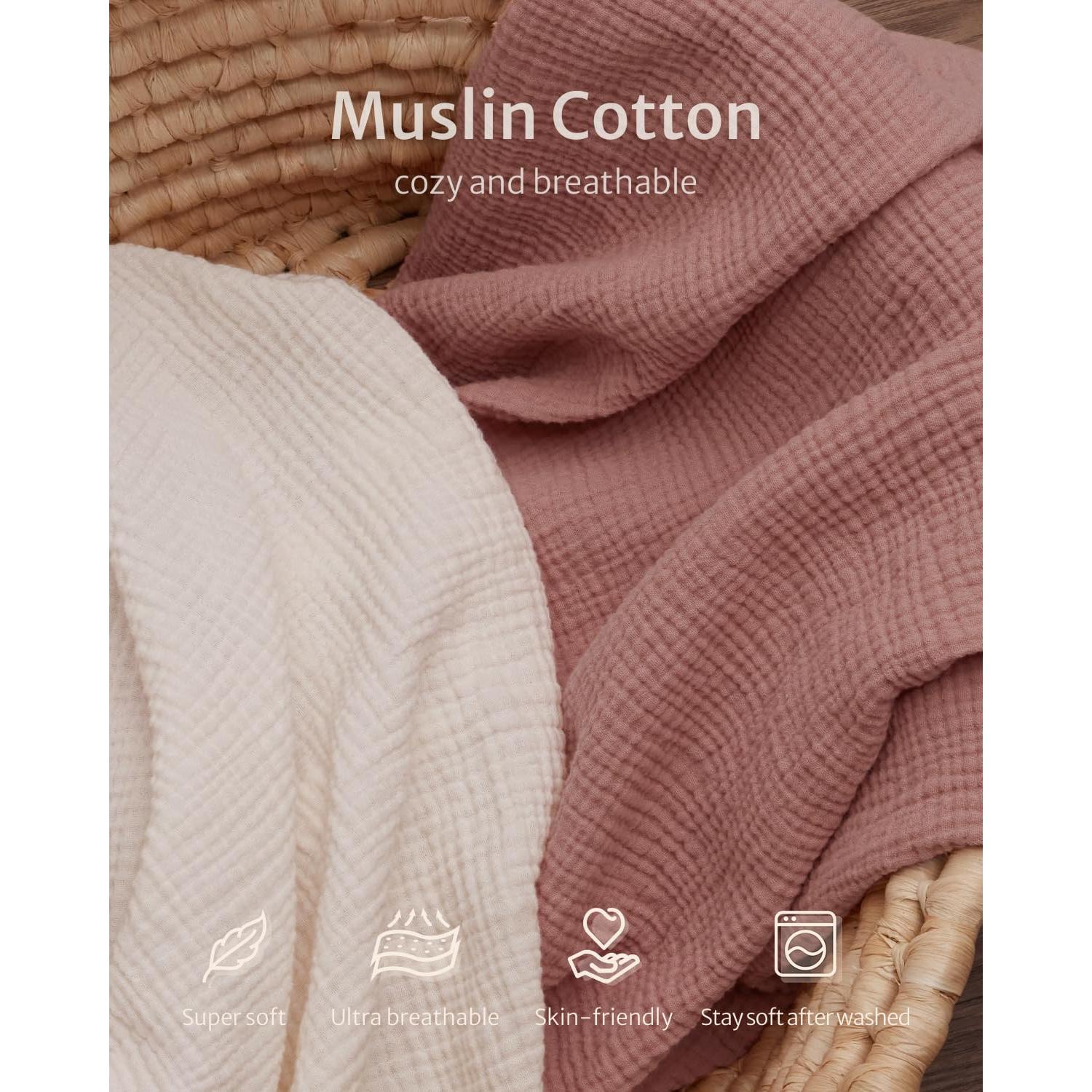 Sábanas de Muselina para Cuna Blissful Diary - 2 Piezas Rosa y Crema