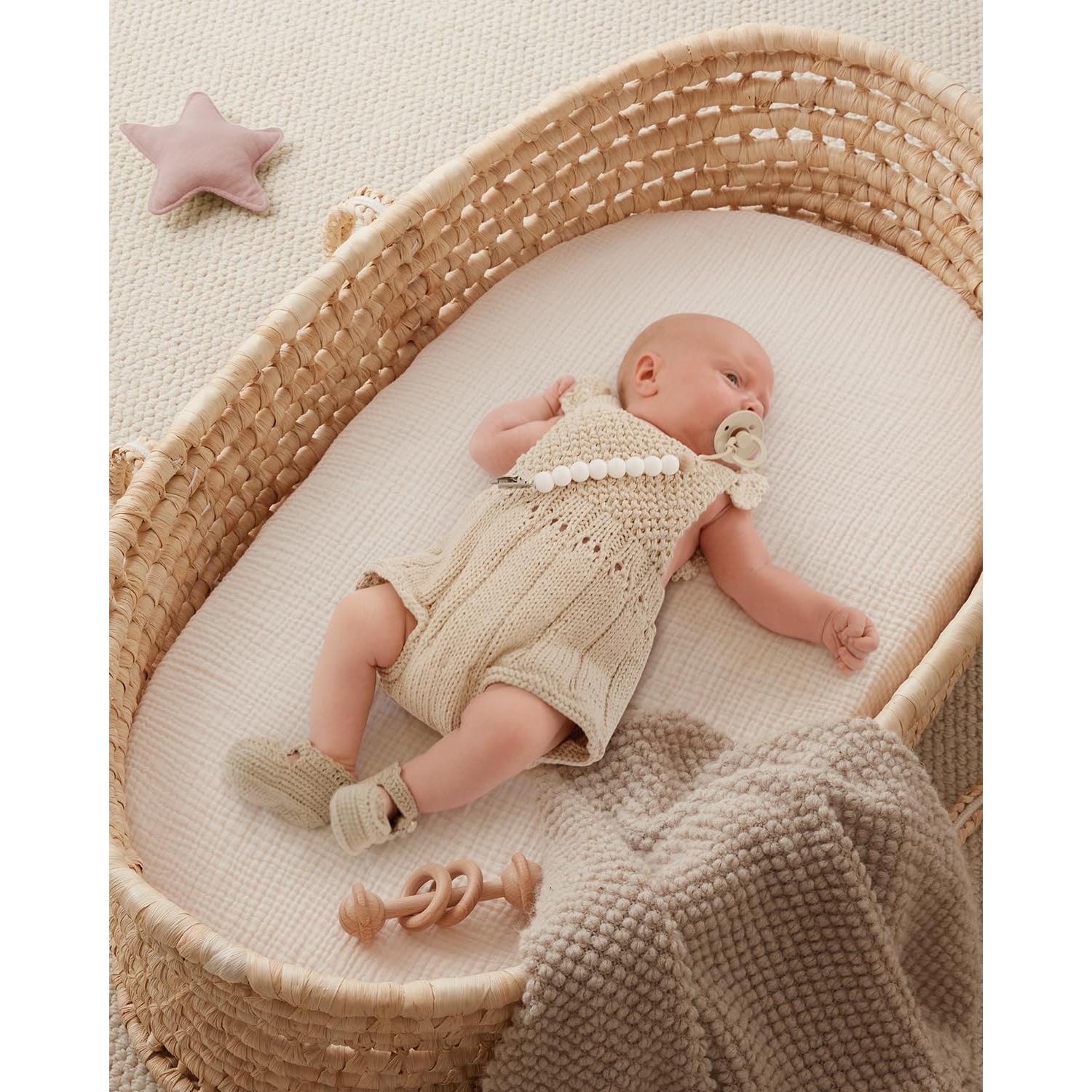 Sábanas de Muselina para Cuna Blissful Diary - 2 Piezas Rosa y Crema