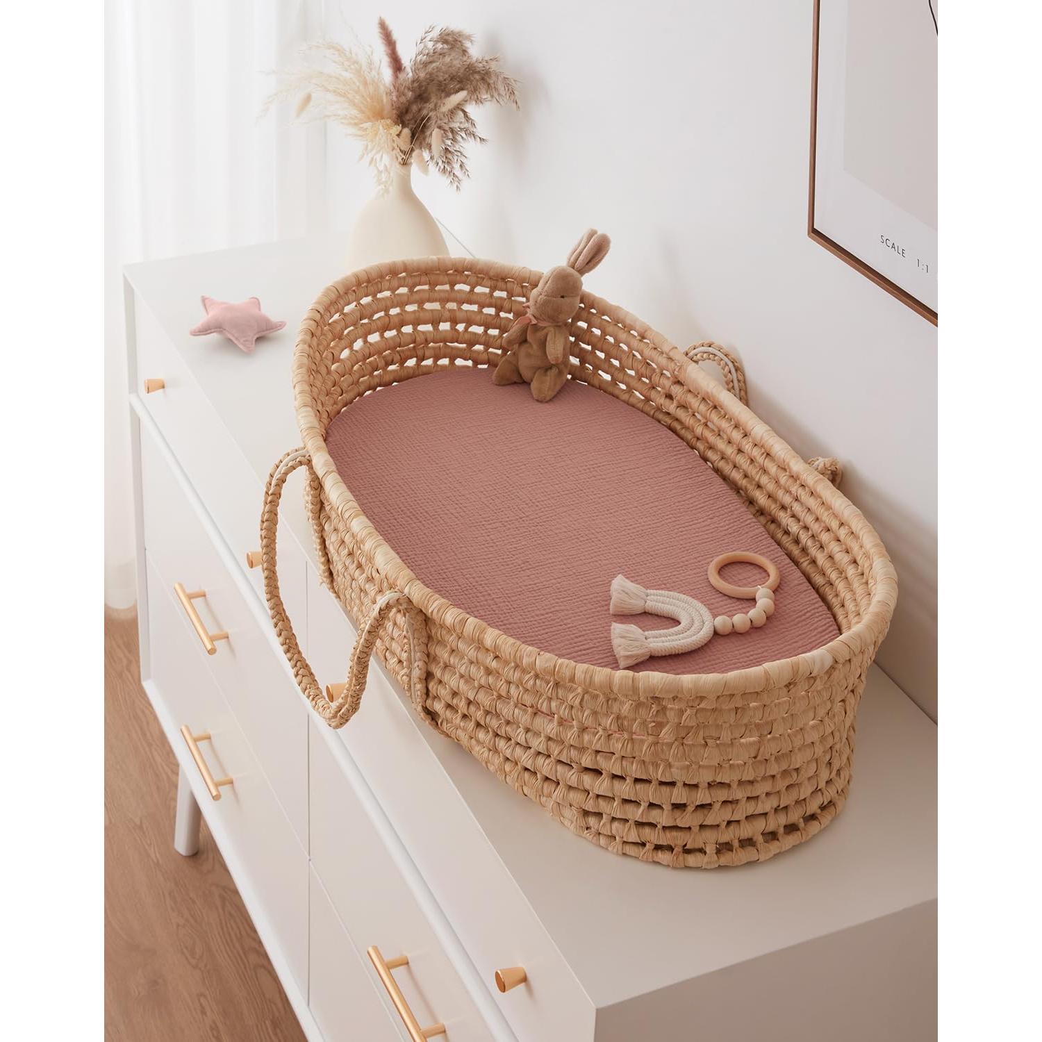 Sábanas de Muselina para Cuna Blissful Diary - 2 Piezas Rosa y Crema