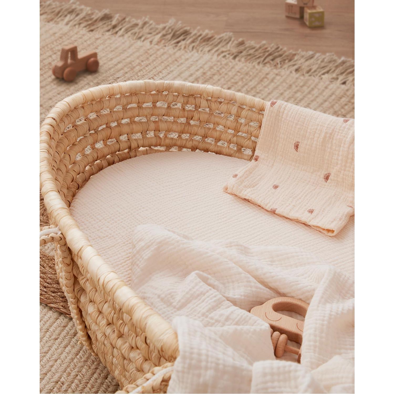 Sábanas de Muselina para Cuna Blissful Diary - 2 Piezas Rosa y Crema