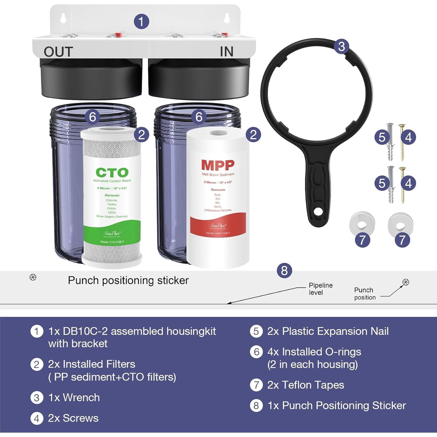 Filtro de Agua SimPure DB10C-2 2 Etapas 10x4.5"