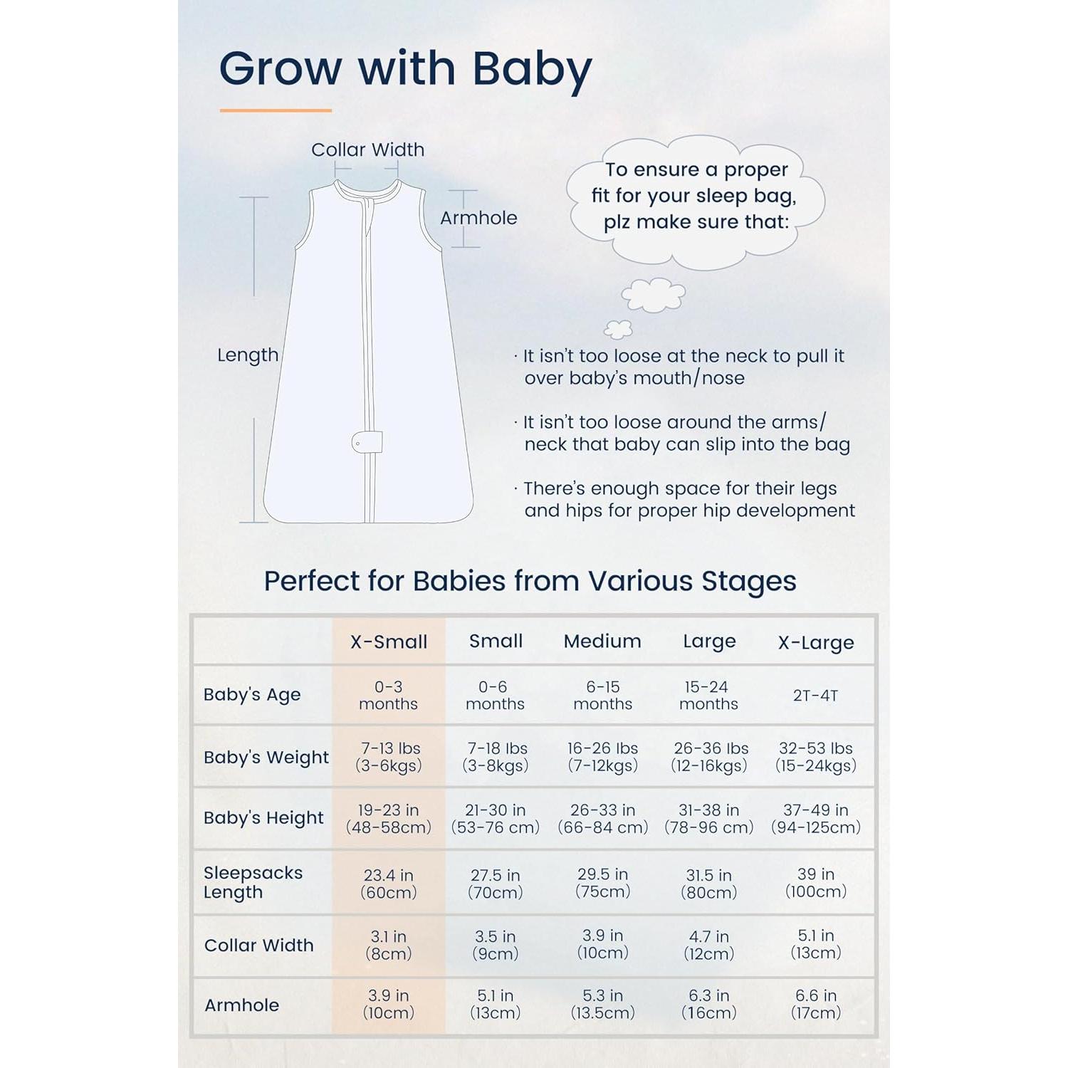 Saco de Sueño TotAha 0-3 Meses 3 Paquetes Ligero y Suave