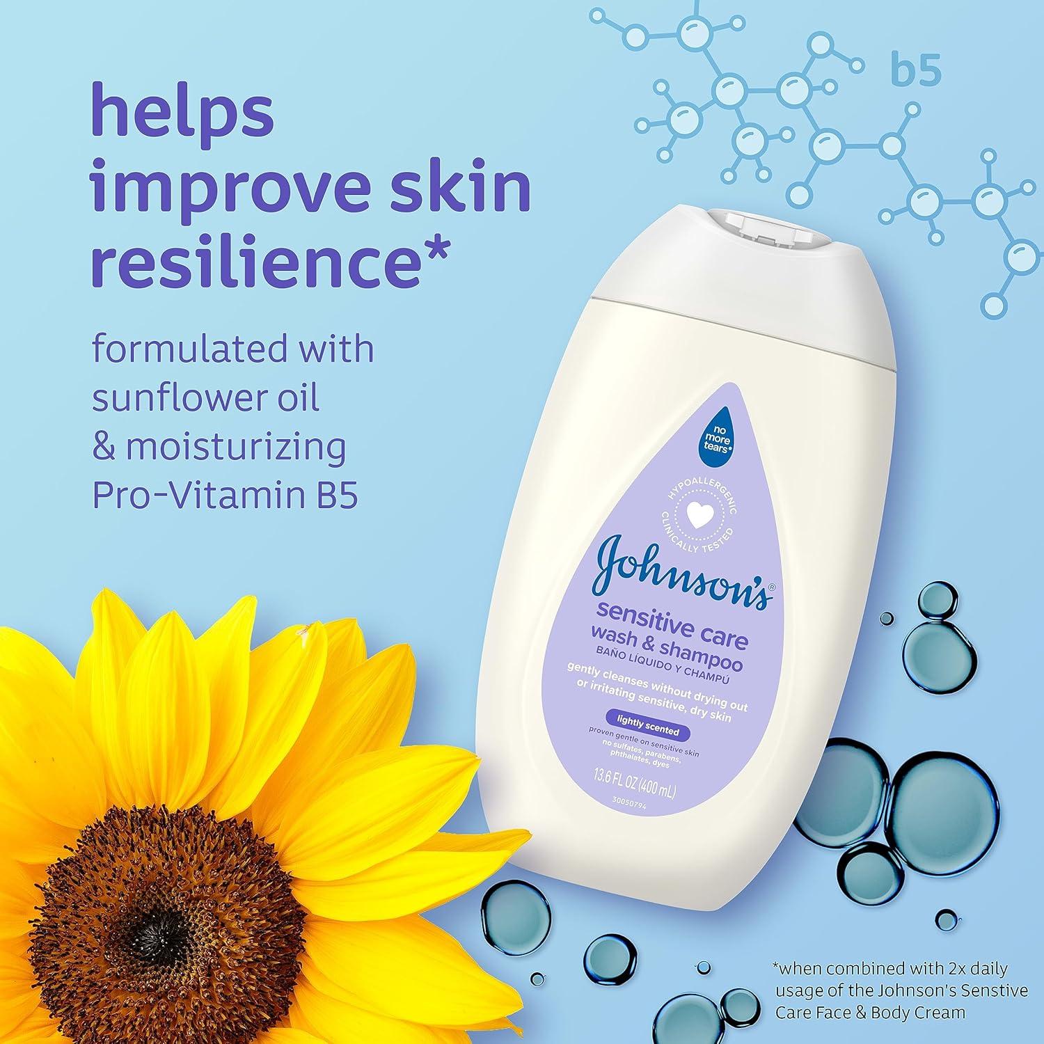 Jabón y Champú para Bebés Johnson's Cuidado Sensible 400 mL