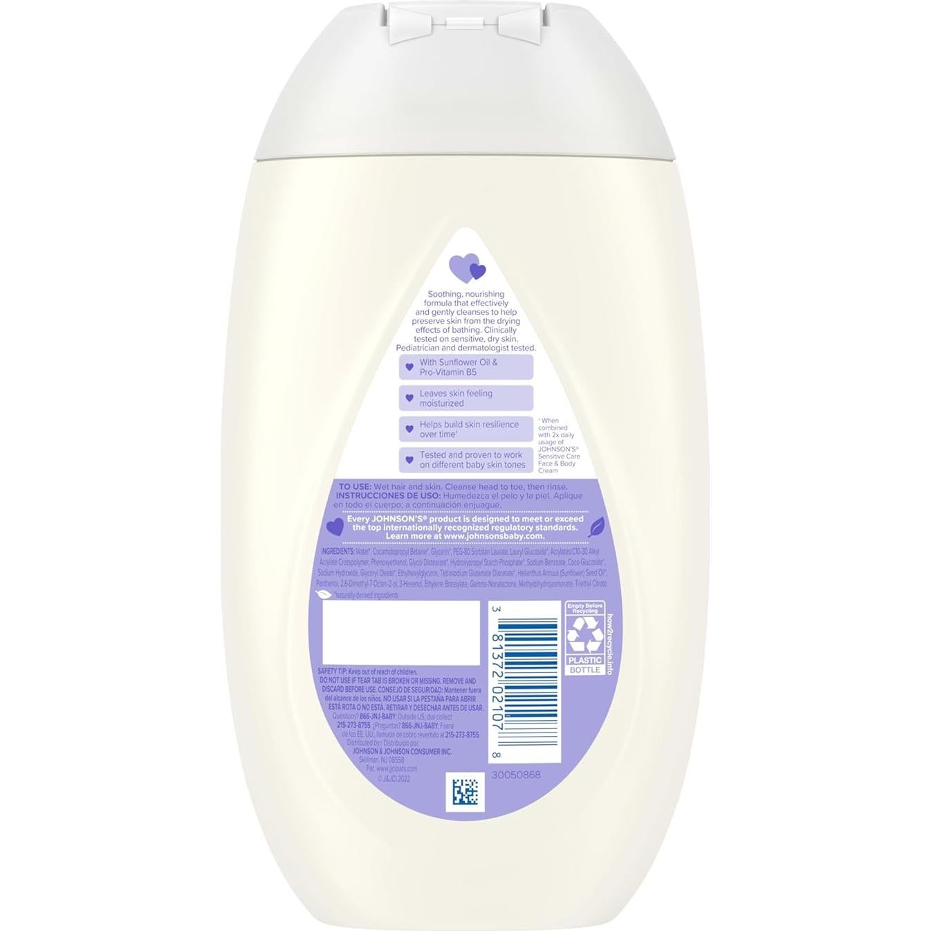 Jabón y Champú para Bebés Johnson's Cuidado Sensible 400 mL