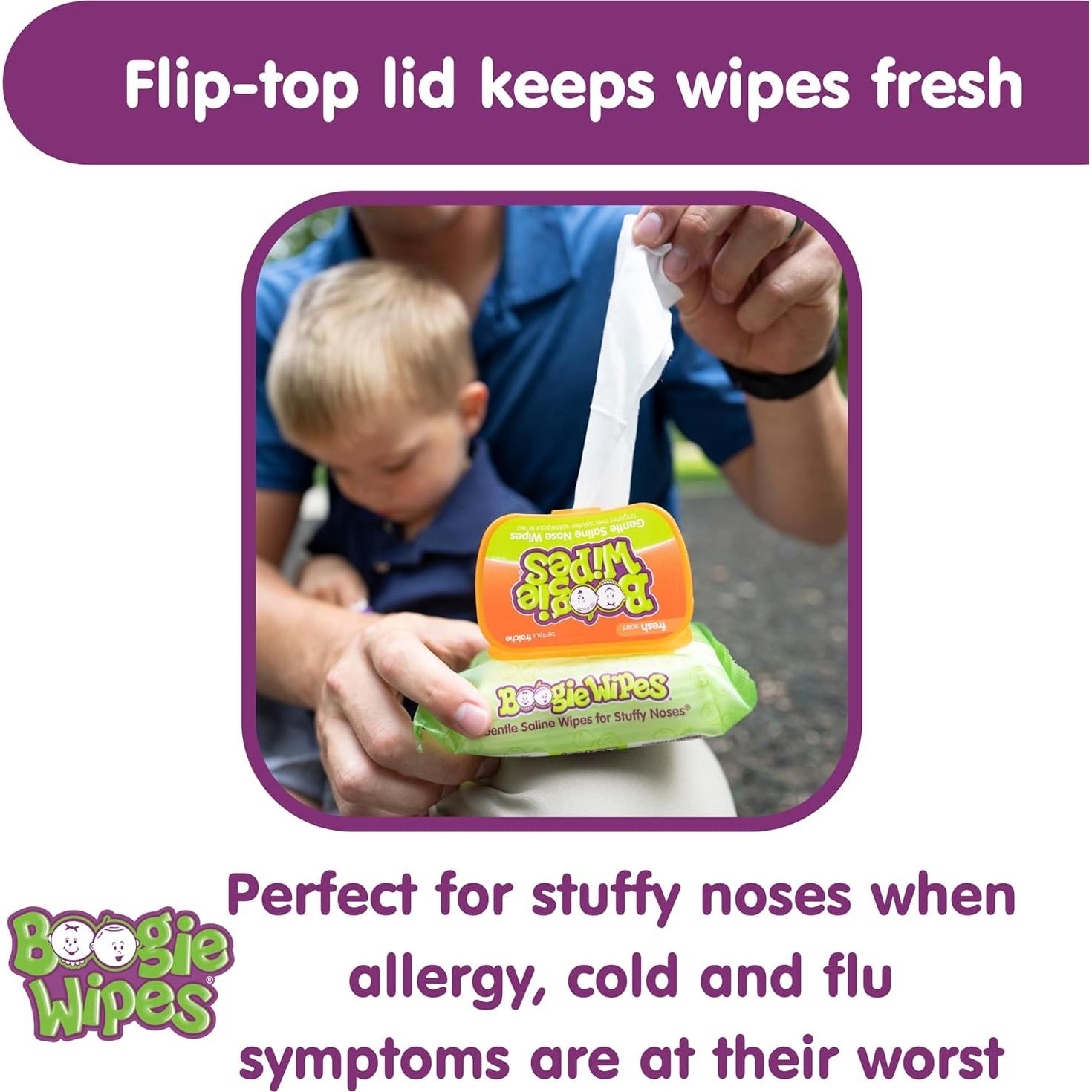 Toallitas Nasales Salinas Boogie 30 Unidades con Aloe y Vitamina E