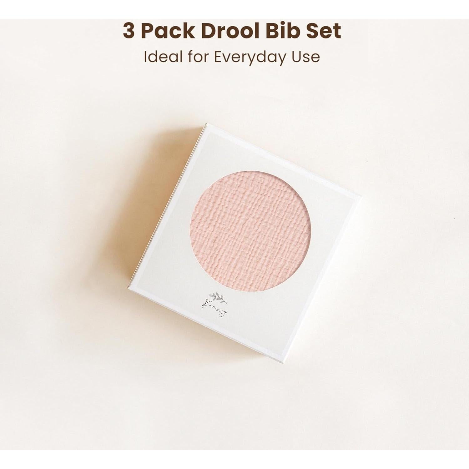 Baberos de Muselina Konssy para Bebés - 100% Algodón, 3-Pack