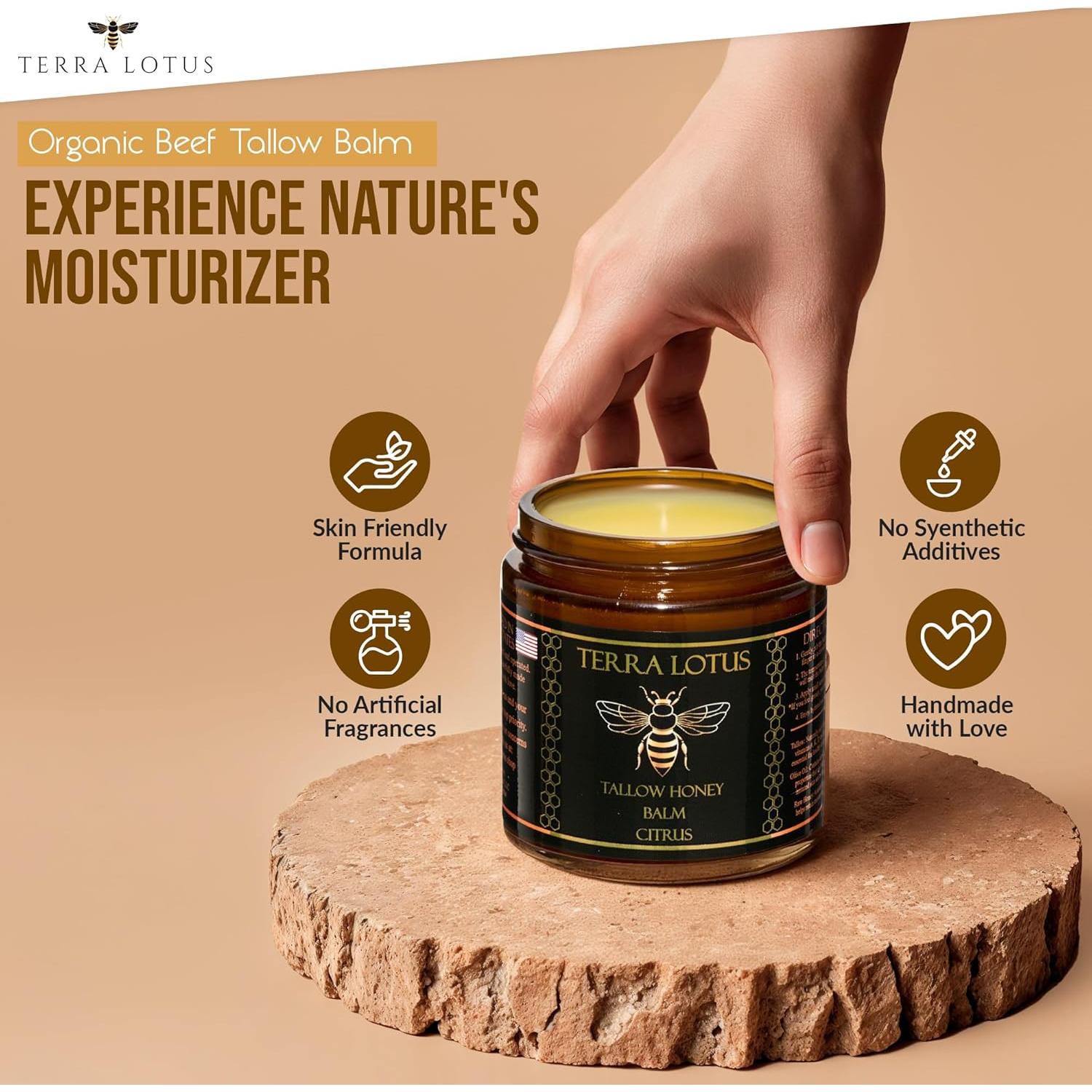 Bálsamo Hidratante Terra Lotus 113g Sebo de Res Orgánico Cítricos